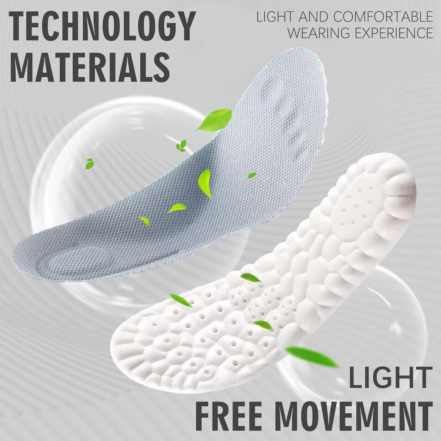 Soft Memory Foam Shoe Insoles - Sports Shock Absorbing Insoles for Standing All Day 4D Arch Support Shoe Inserts Comfortable Sole Inserts with Breathable Mesh (Men Size:11-12, Gray)