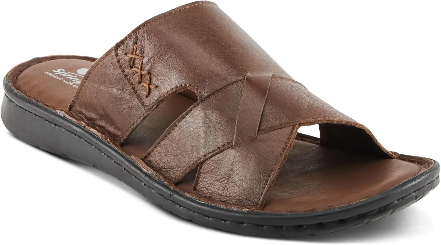 Spring Step Men's NUNZIO Leather Slide Sandals – Cushioned Footbed, Adjustable Straps, All-Day Comfort