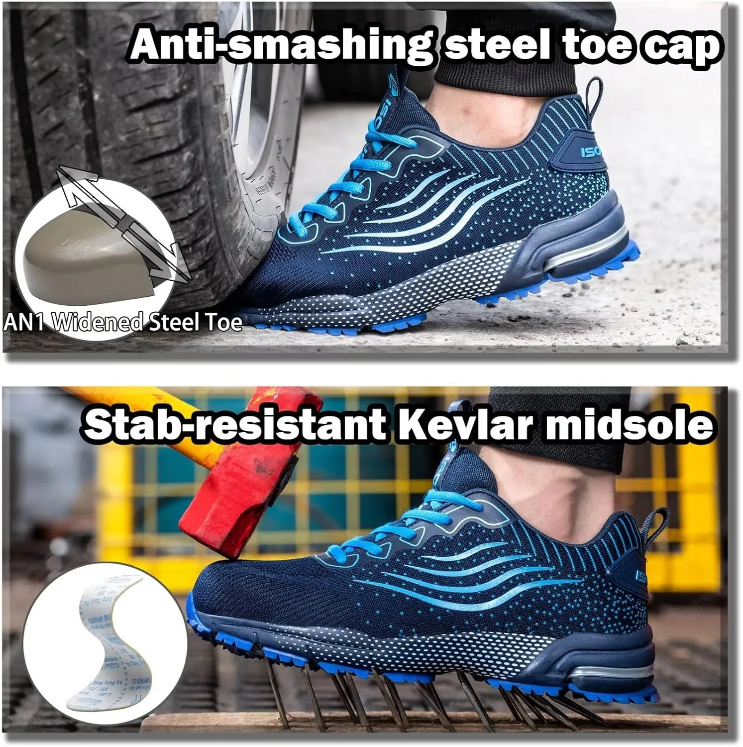 Steel Toe Shoes for Men Women Lightweight Safety Shoes Comfortable Cushion Steel Toe Sneakers Indestructible Work Shoes