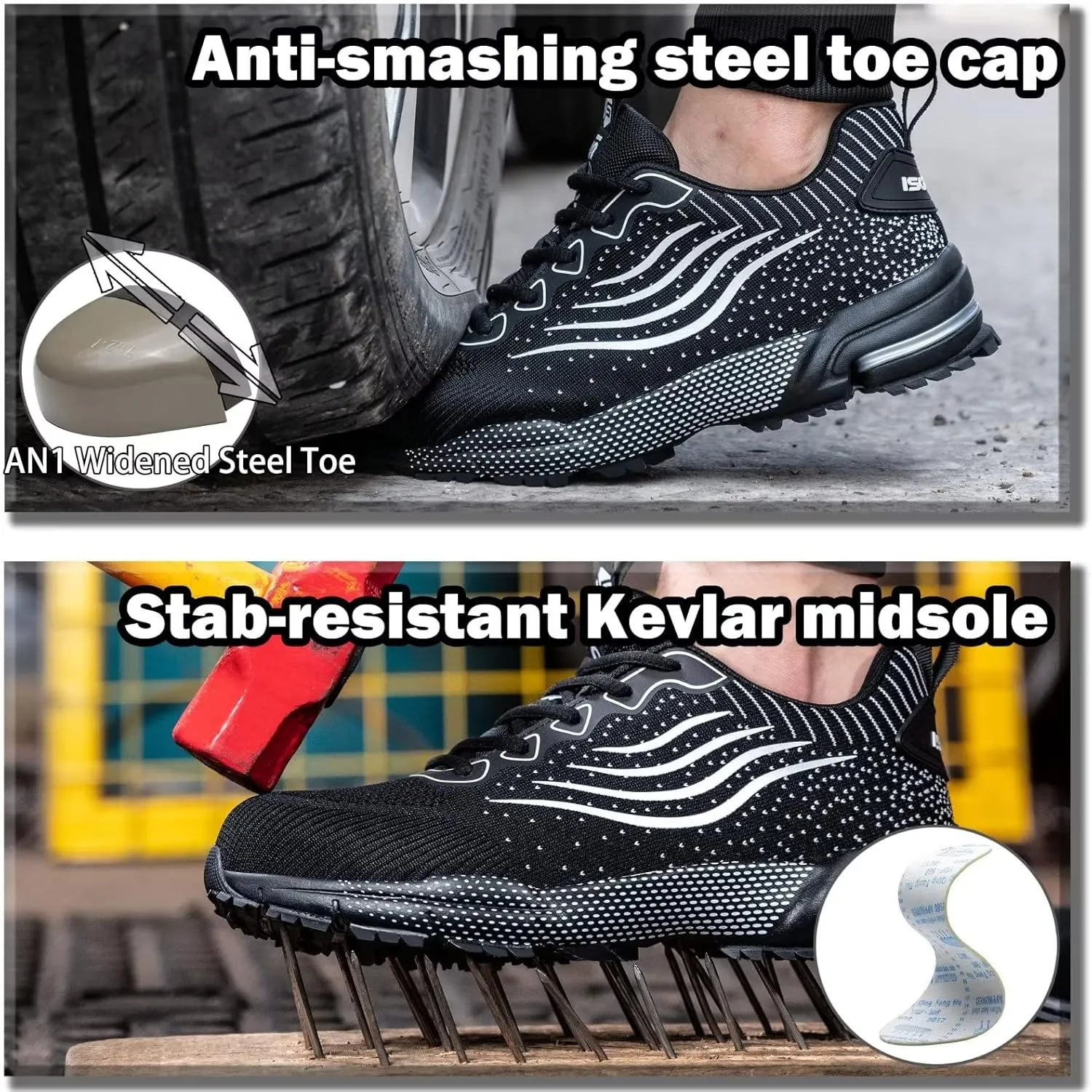 Steel Toe Shoes for Men Women Lightweight Safety Shoes Comfortable Cushion Steel Toe Sneakers Indestructible Work Shoes