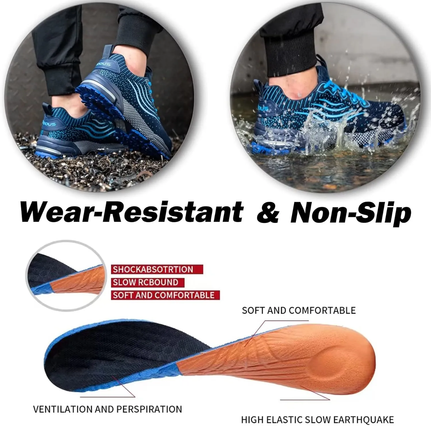 Steel Toe Shoes for Men Women Lightweight Safety Shoes Comfortable Cushion Steel Toe Sneakers Indestructible Work Shoes