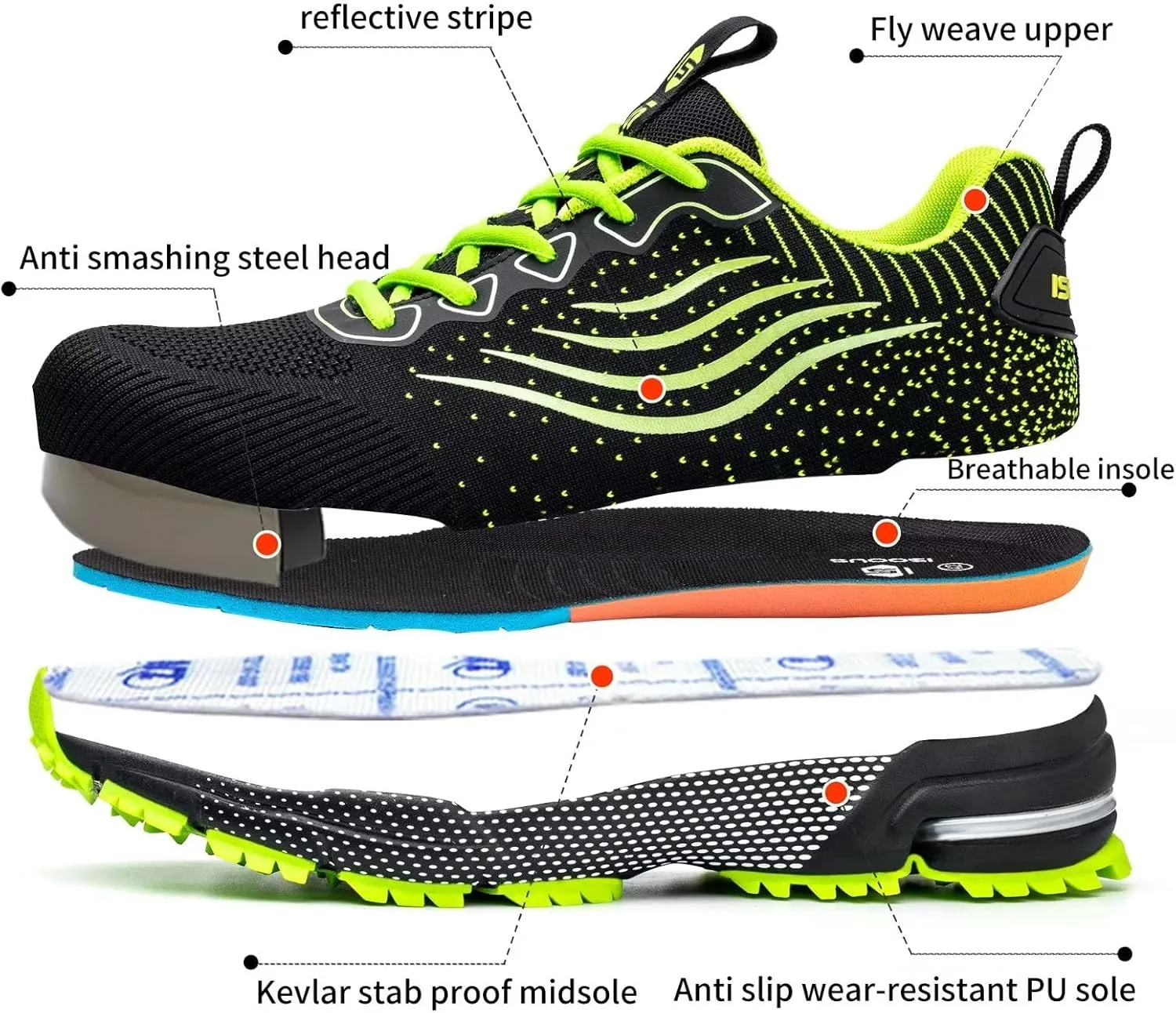 Steel Toe Shoes for Men Women Lightweight Safety Shoes Comfortable Cushion Steel Toe Sneakers Indestructible Work Shoes