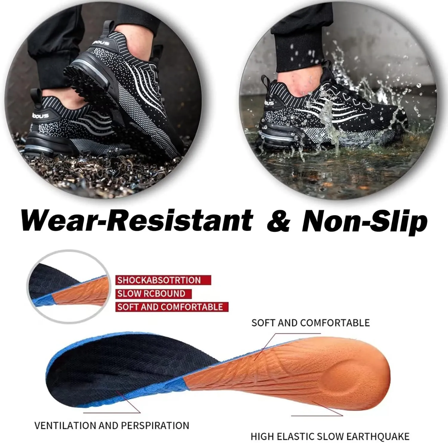 Steel Toe Shoes for Men Women Lightweight Safety Shoes Comfortable Cushion Steel Toe Sneakers Indestructible Work Shoes