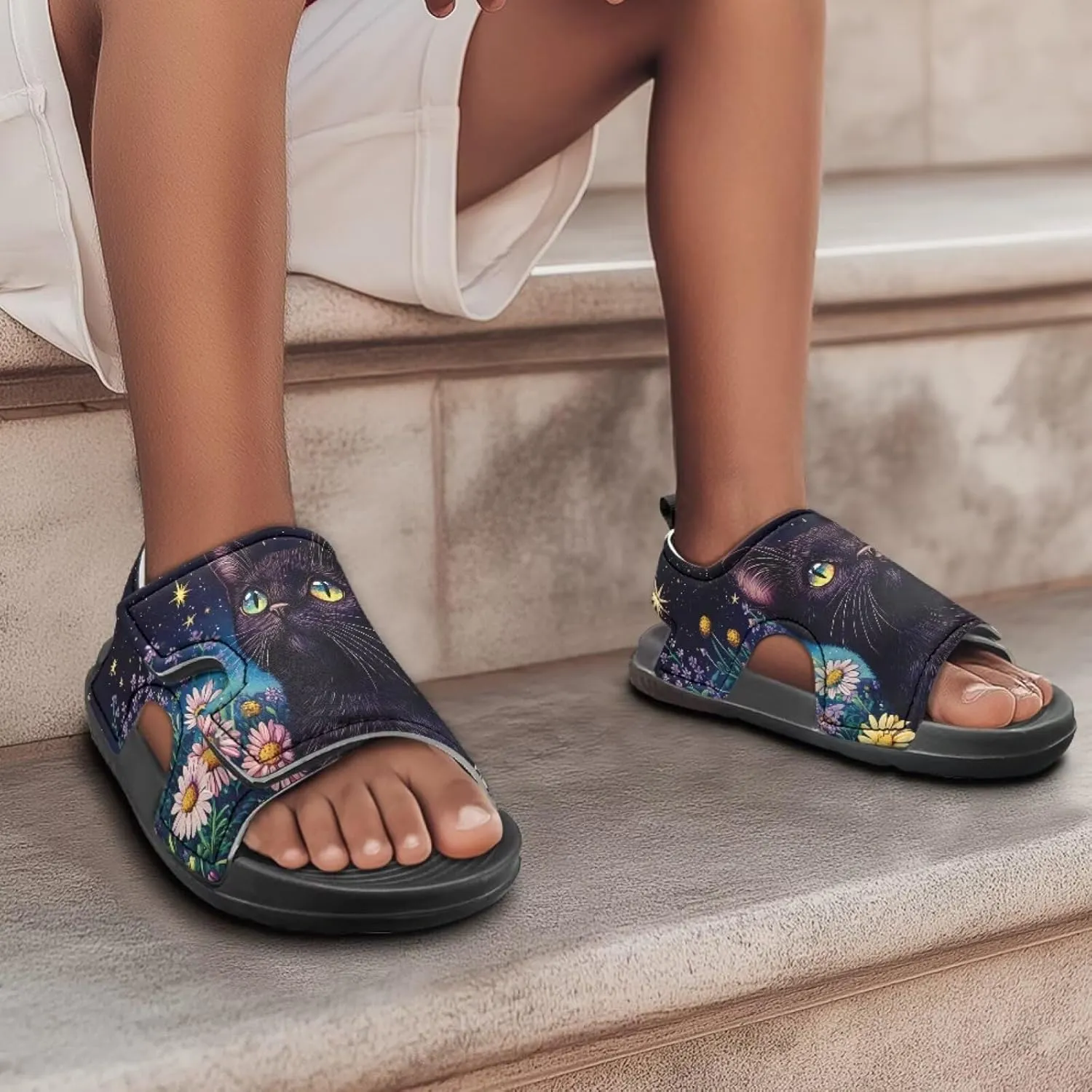 Sunflower Cow Sandals Boys Sport Athletic Hiking Sandals Lightweight Open Toe Summer Beach Water Shoes for Toddler Kids