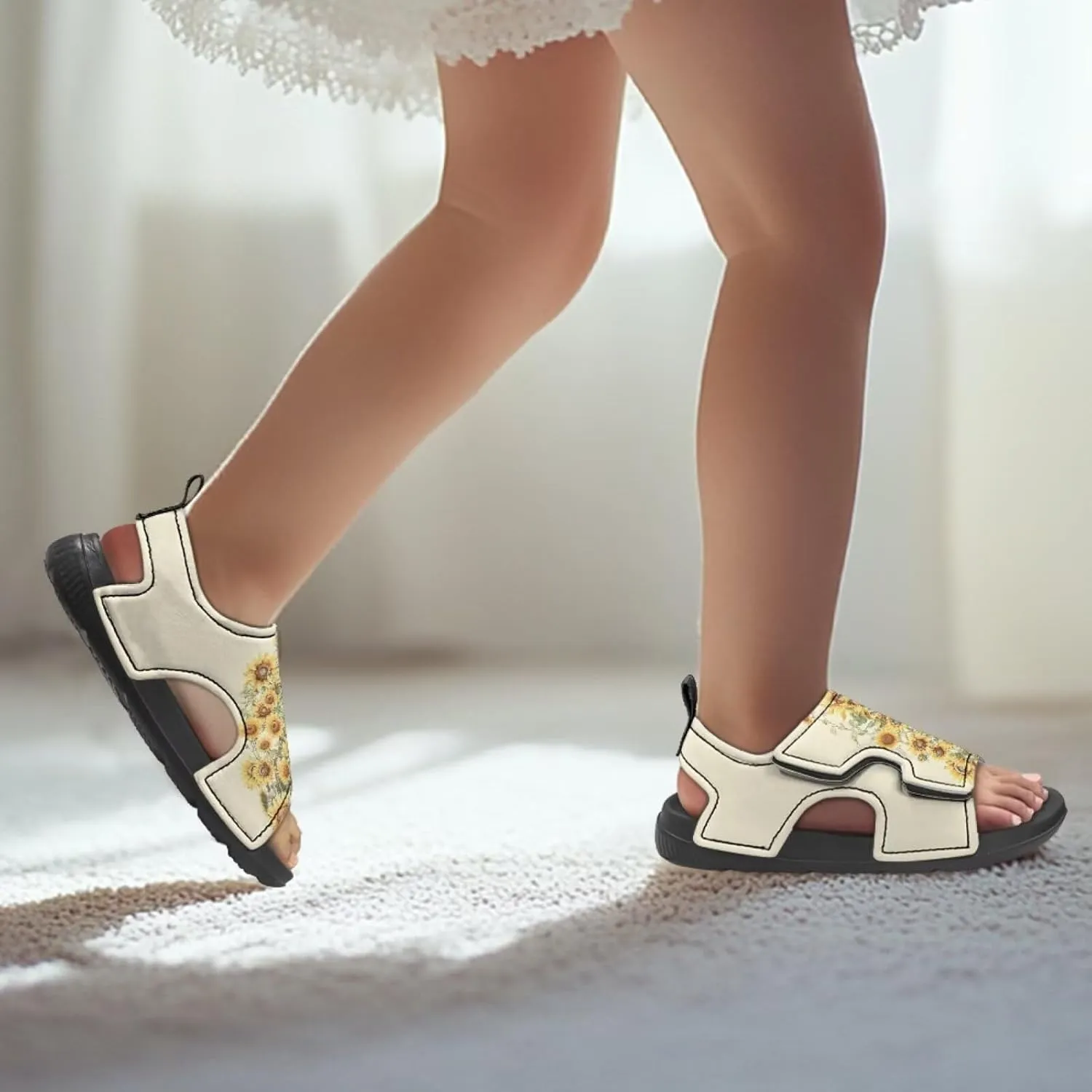 Sunflower Cow Sandals Boys Sport Athletic Hiking Sandals Lightweight Open Toe Summer Beach Water Shoes for Toddler Kids