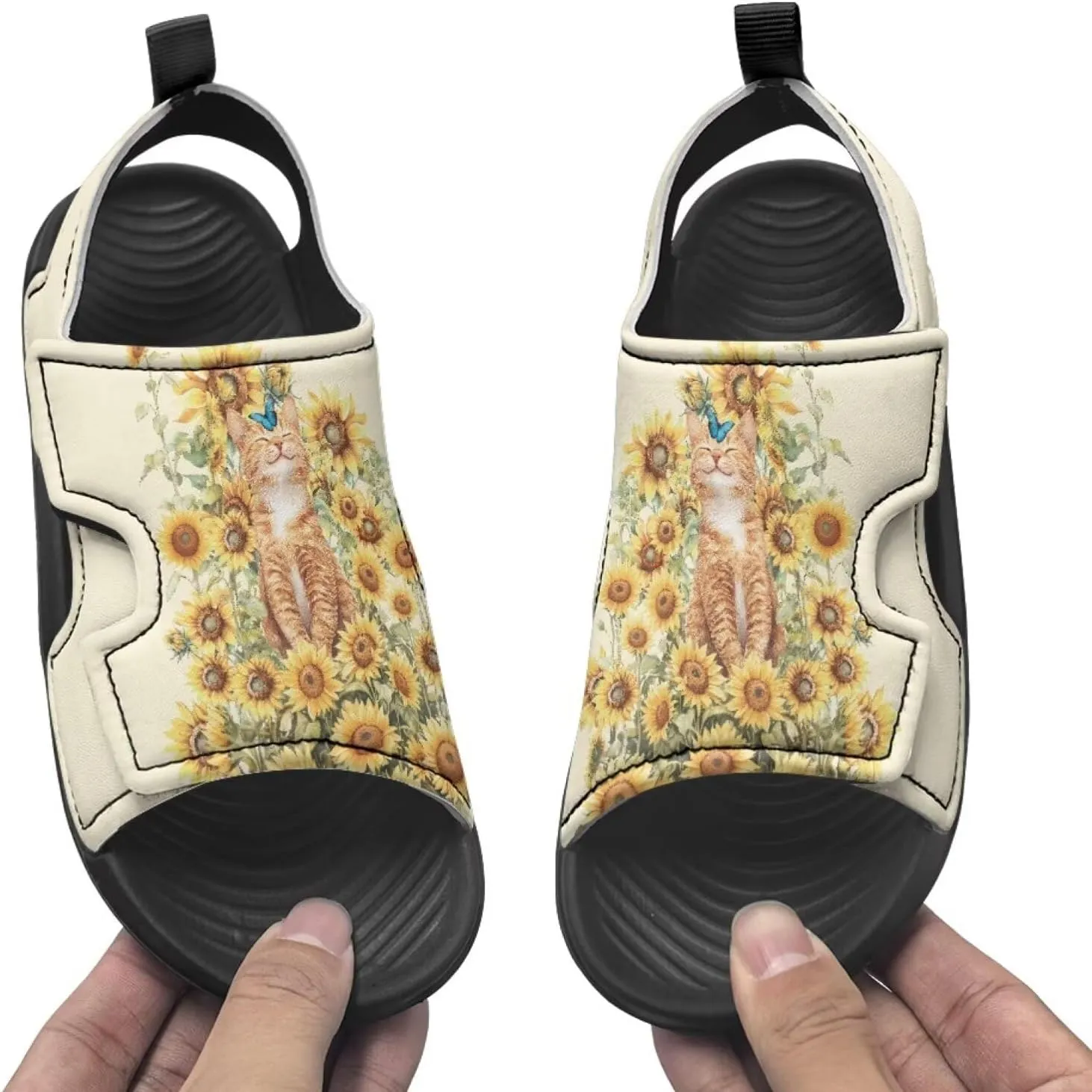 Sunflower Cow Sandals Boys Sport Athletic Hiking Sandals Lightweight Open Toe Summer Beach Water Shoes for Toddler Kids