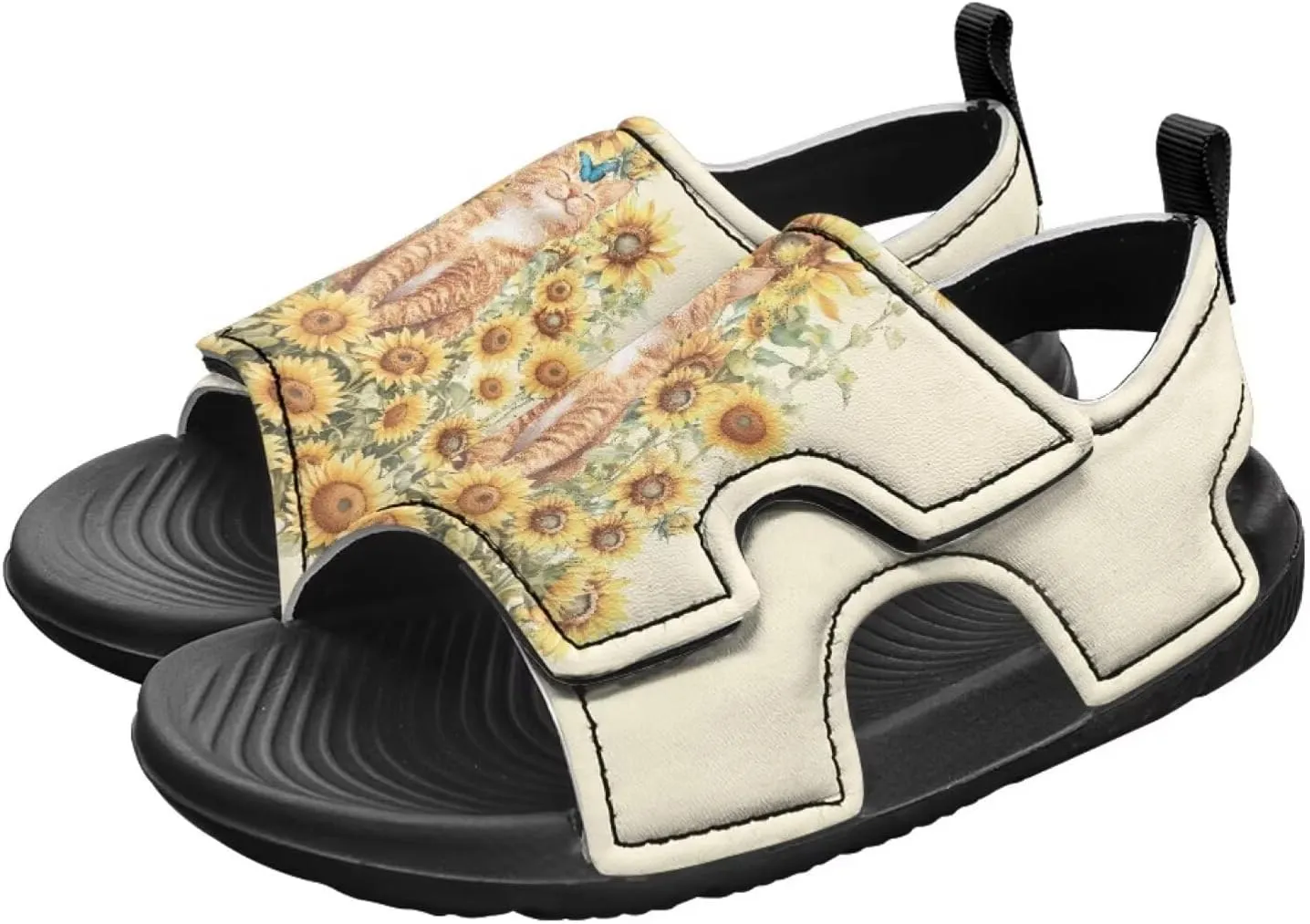 Sunflower Cow Sandals Boys Sport Athletic Hiking Sandals Lightweight Open Toe Summer Beach Water Shoes for Toddler Kids