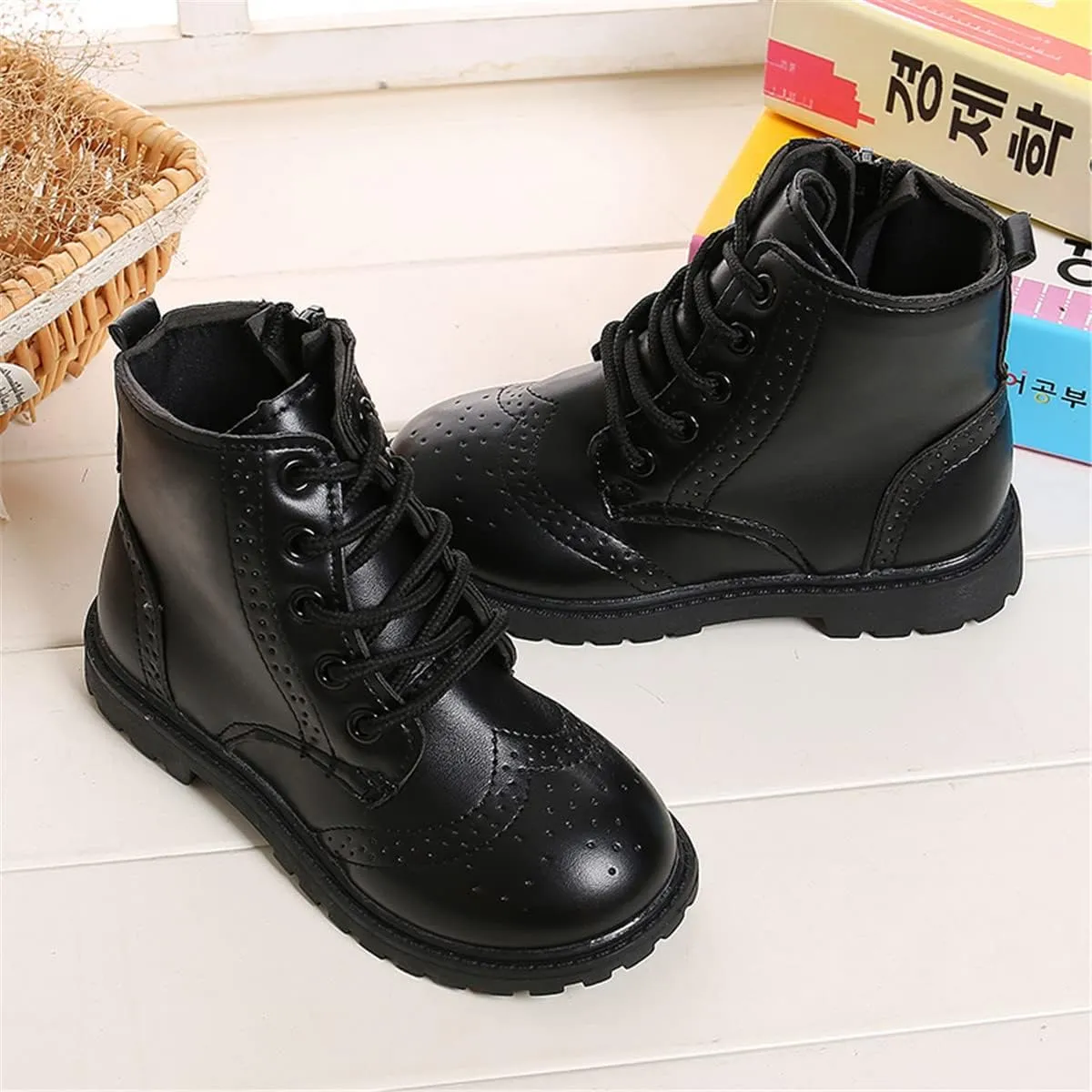 Timatego Toddler Boys Girls Hiking Boots Waterproof Non Slip Warm Winter Ankle Oxford Shoes Kids Rain Snow Boots(Toddler/Littler Kid)