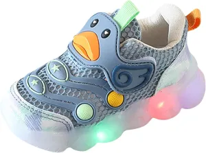 Toddler Baby Boys Girls LED Light Sneakers Walking Shoes Kids Knit Stripe Mesh Luminous Sport Running Shoes