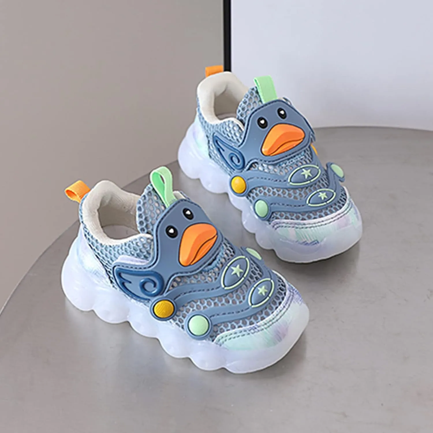 Toddler Baby Boys Girls LED Light Sneakers Walking Shoes Kids Knit Stripe Mesh Luminous Sport Running Shoes