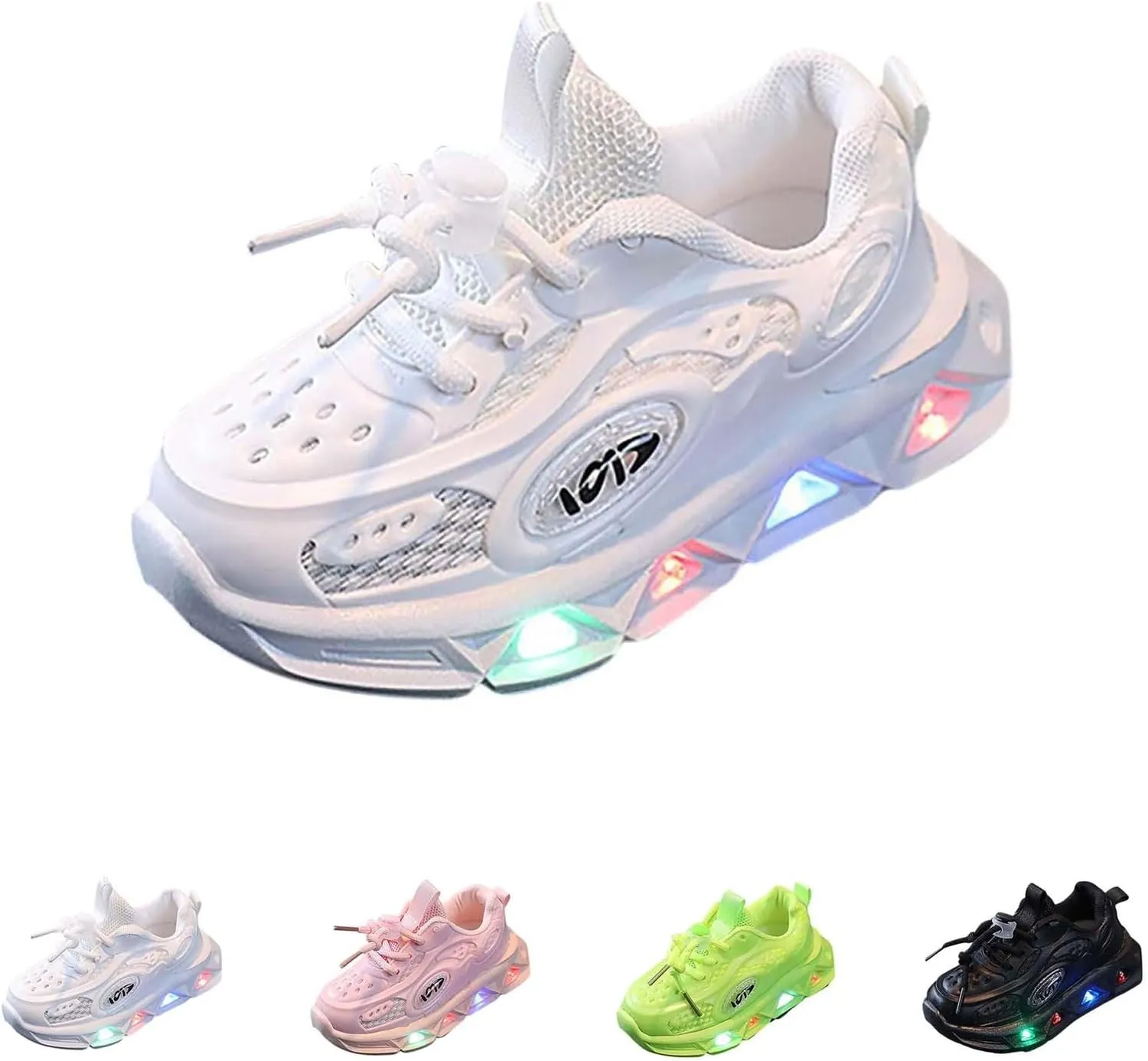 Toddler Boys Girls Light Up Shoes Unisex Led Flashing Mesh Breathable Non-Slip Cute Running Flat Sneakers for Kids