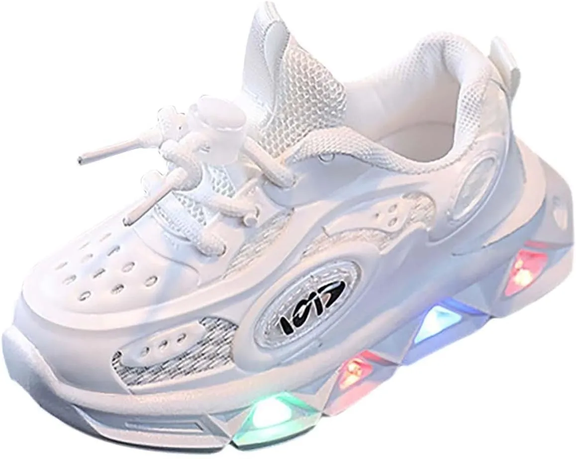 Toddler Boys Girls Light Up Shoes Unisex Led Flashing Mesh Breathable Non-Slip Cute Running Flat Sneakers for Kids