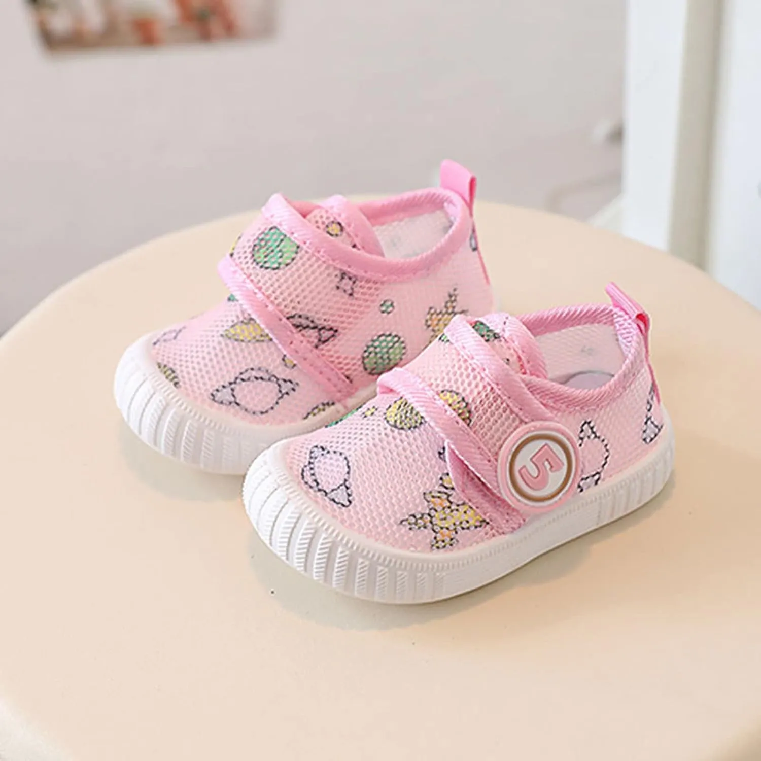 Toddler Girl Baby Boy Squeak Sneakers Cute Comfort Anti-Slip Soft Sole First-Walking Little Kid Trainers Shoes