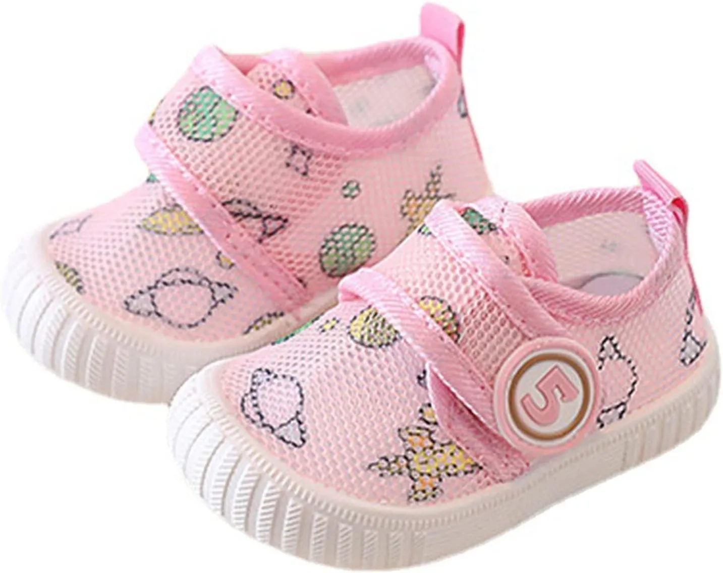 Toddler Girl Baby Boy Squeak Sneakers Cute Comfort Anti-Slip Soft Sole First-Walking Little Kid Trainers Shoes
