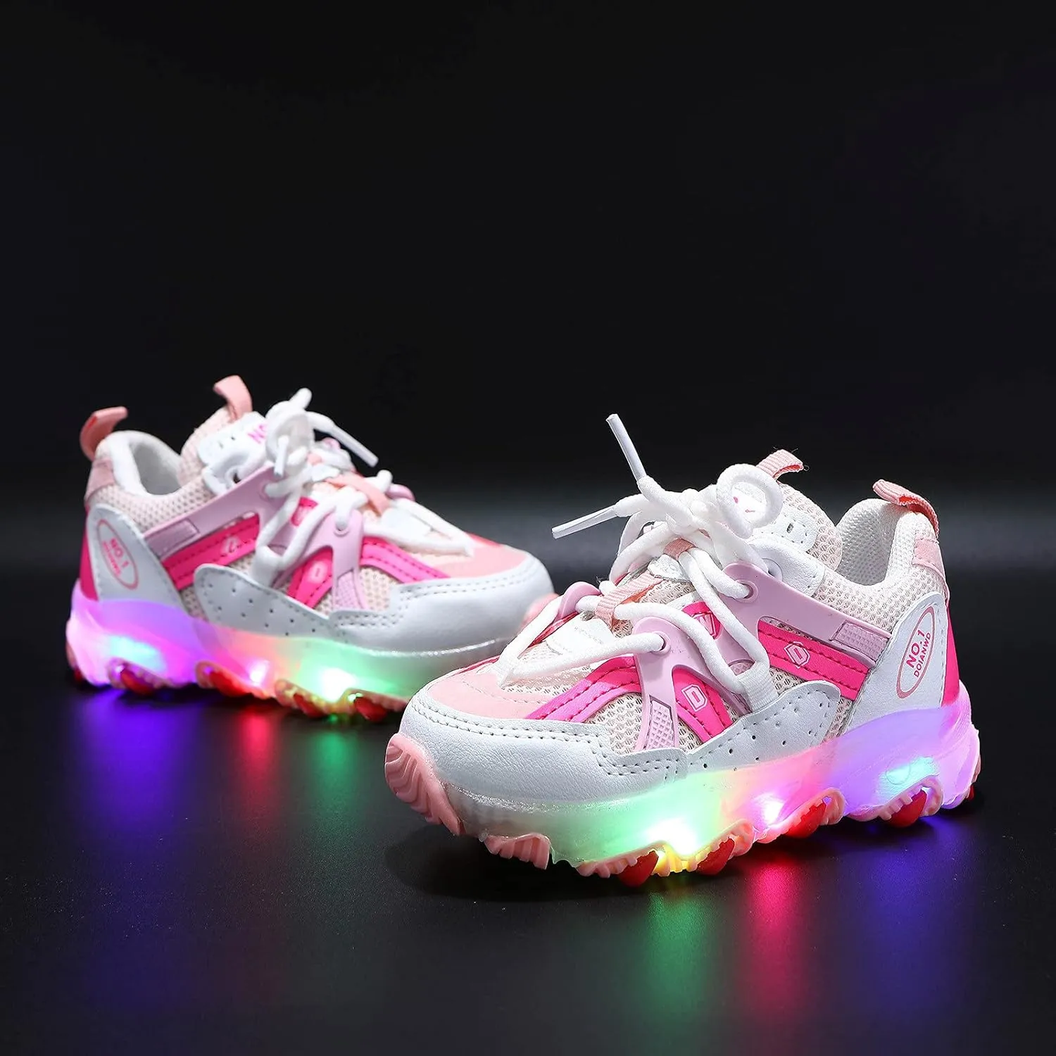 Toddler Girls Light Up Shoes Sneakers 1-7Years Baby Boys Letter Led Light Luminous Running Sport Boots Shoes (Pink-02#A, 18-24Months)