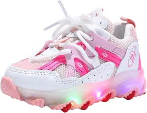 Toddler Girls Light Up Shoes Sneakers 1-7Years Baby Boys Letter Led Light Luminous Running Sport Boots Shoes (Pink-02#A, 18-24Months)