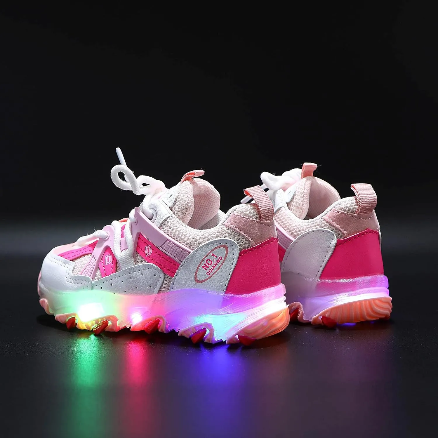 Toddler Girls Light Up Shoes Sneakers 1-7Years Baby Boys Letter Led Light Luminous Running Sport Boots Shoes (Pink-02#A, 5.5-6Years)