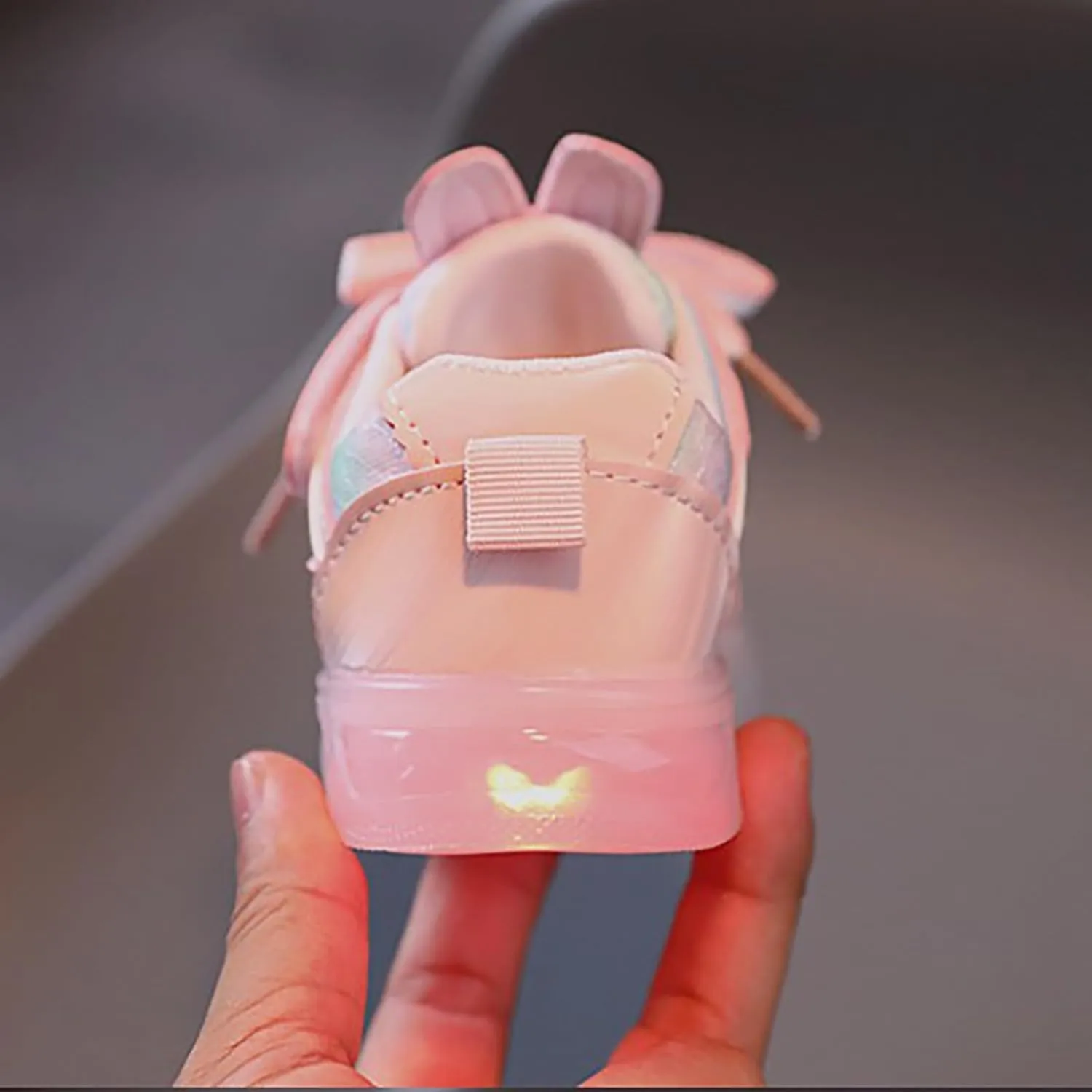 Toddler Infant Girls Cute Rabbit Ear Light Up Shoes Luminous Flat Bottom Breathable Outdoor Play Casual Sneakers