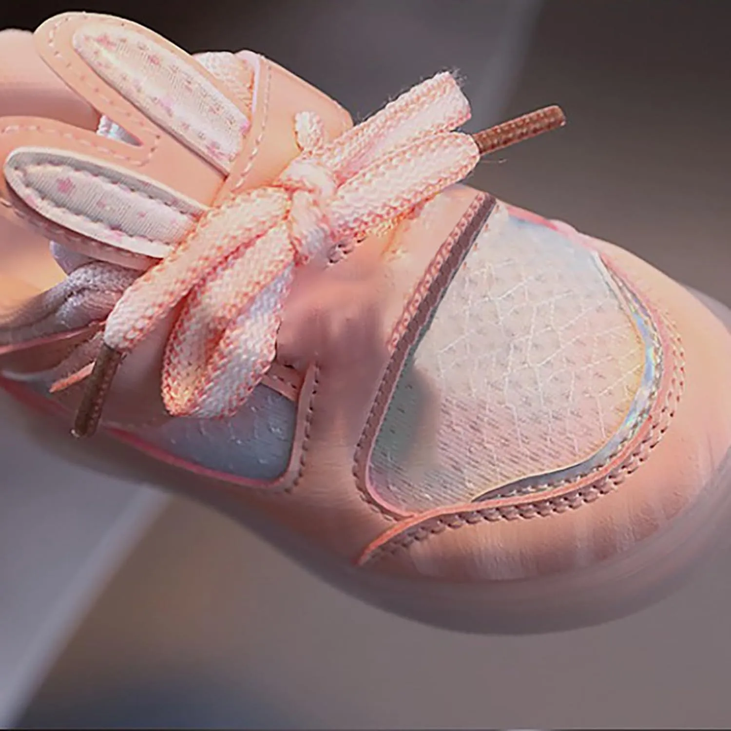 Toddler Infant Girls Cute Rabbit Ear Light Up Shoes Luminous Flat Bottom Breathable Outdoor Play Casual Sneakers
