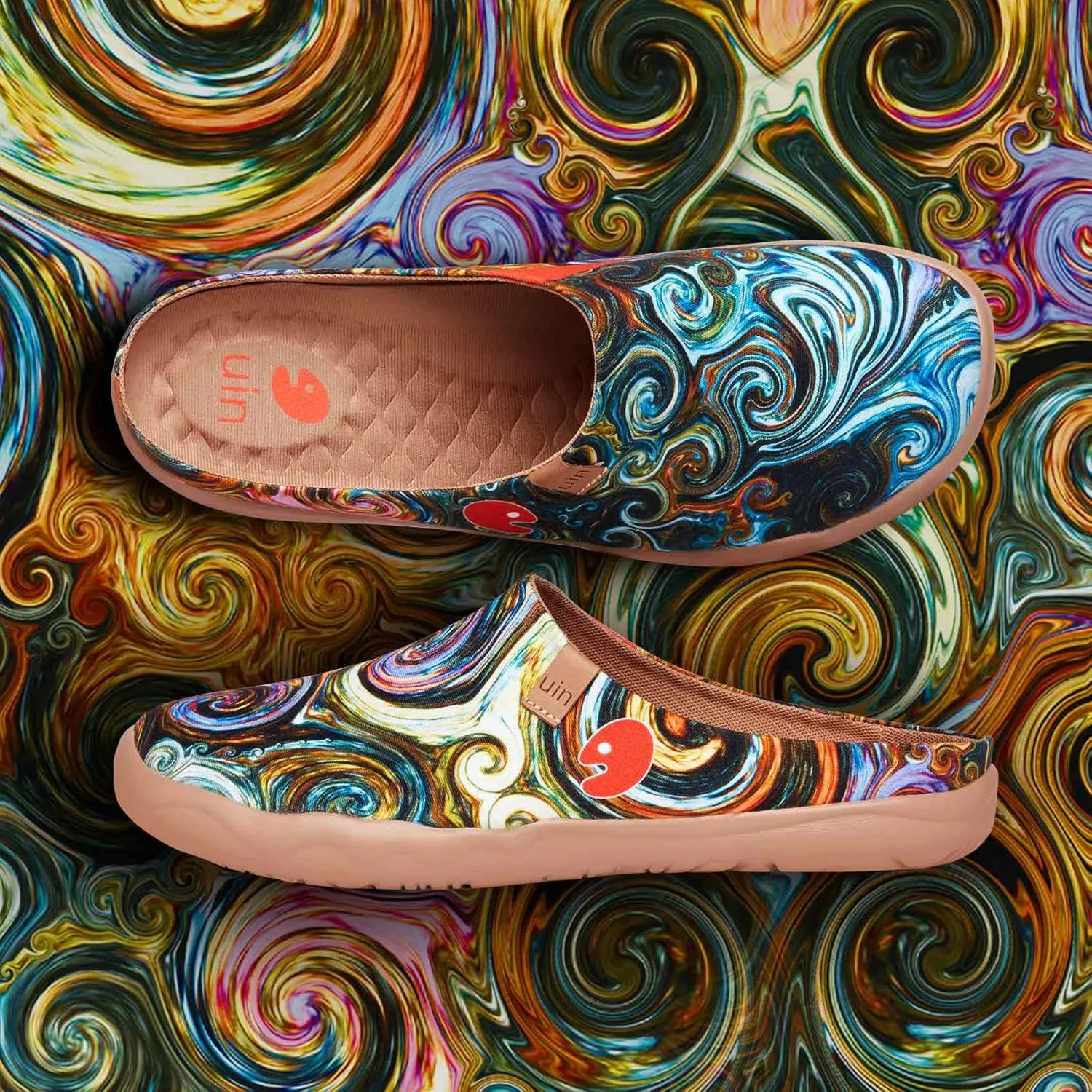 UIN Men's Painted Slipper Lightweight Comfort Mules Walking Casual Household Slip Ons Art Travel Shoes Malaga