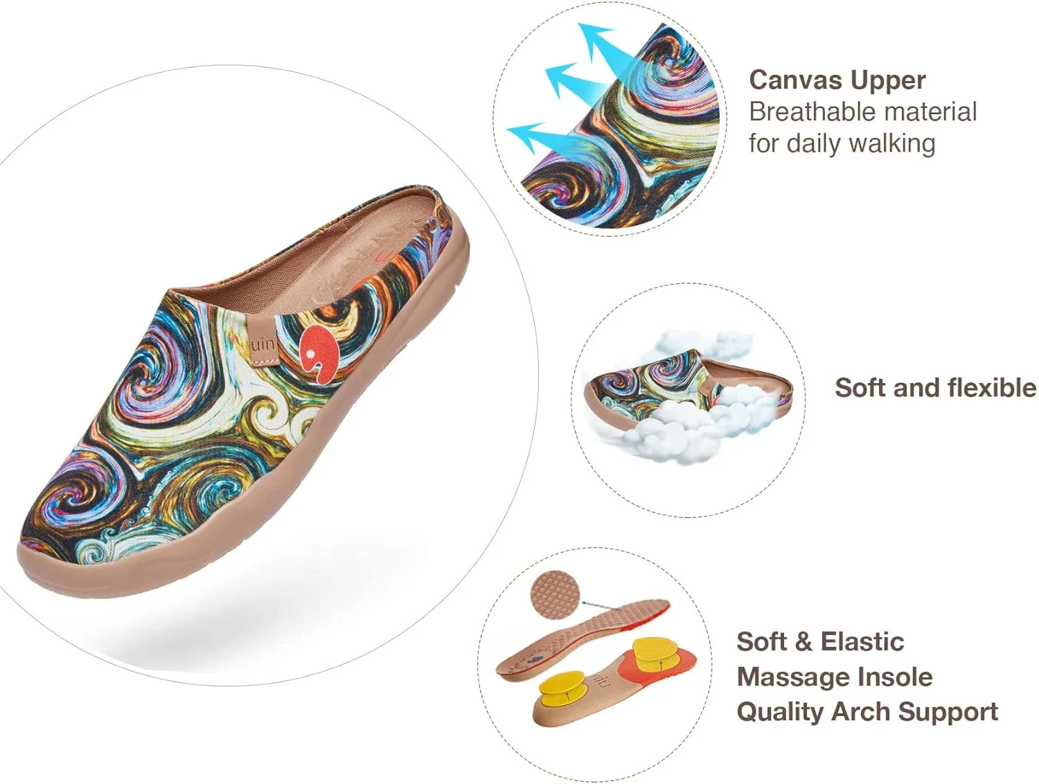 UIN Men's Painted Slipper Lightweight Comfort Mules Walking Casual Household Slip Ons Art Travel Shoes Malaga