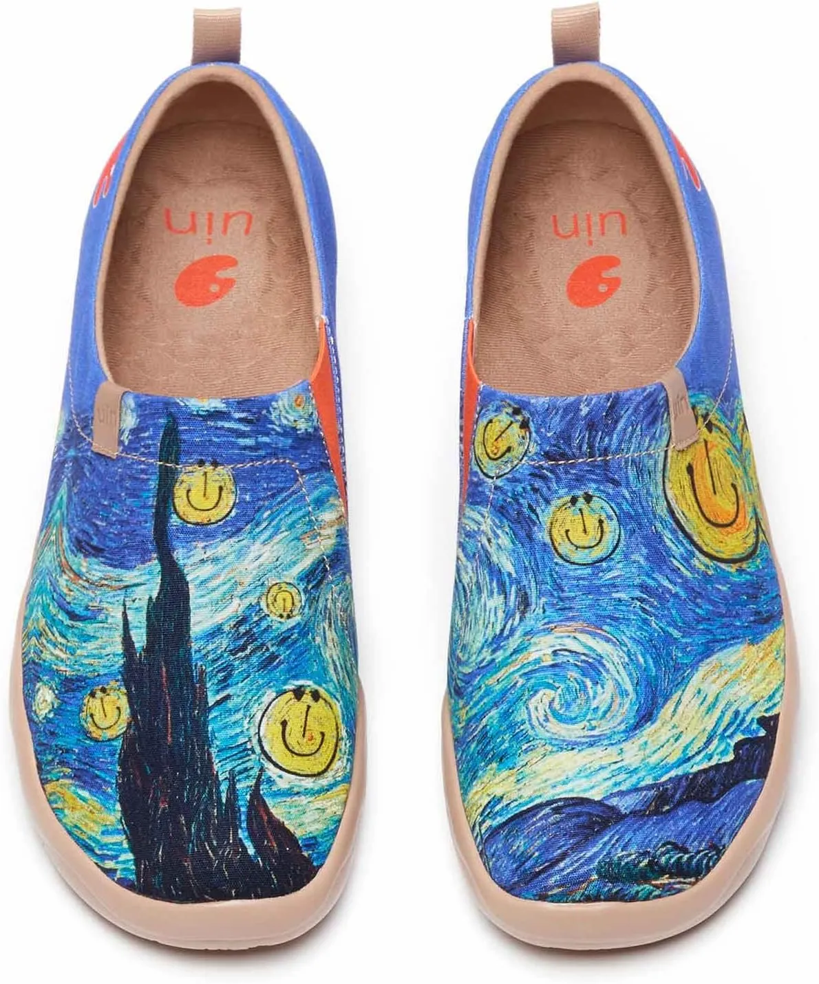 UIN Men's Slip Ons Canvas Lightweight Flats Sneakers Walking Casual Loafers Comfortable Art Painted Travel Shoes