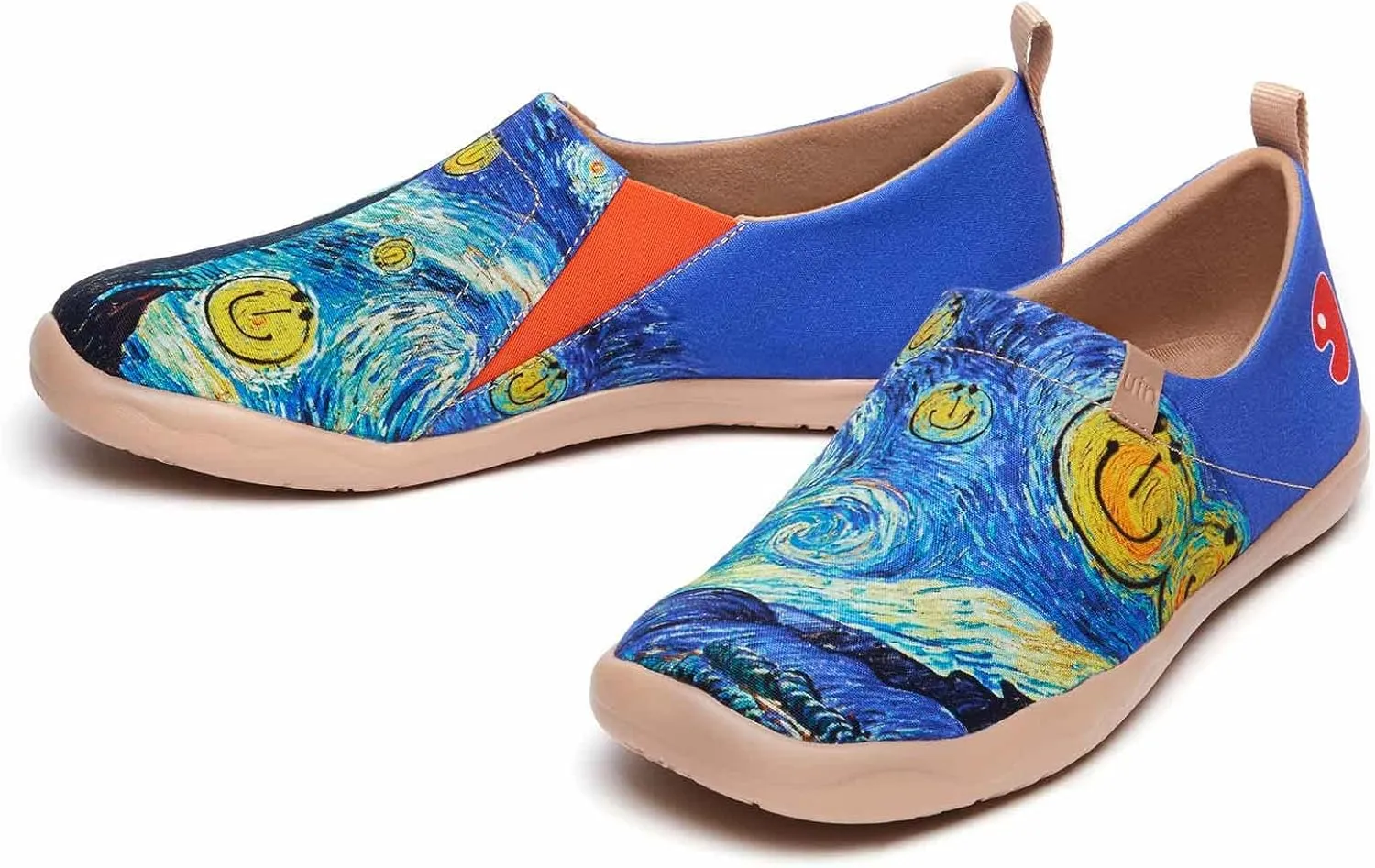 UIN Men's Slip Ons Canvas Lightweight Flats Sneakers Walking Casual Loafers Comfortable Art Painted Travel Shoes