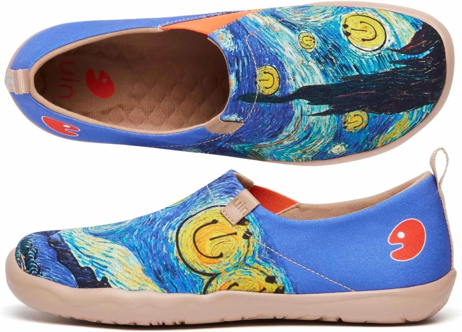 UIN Men's Slip Ons Canvas Lightweight Flats Sneakers Walking Casual Loafers Comfortable Art Painted Travel Shoes