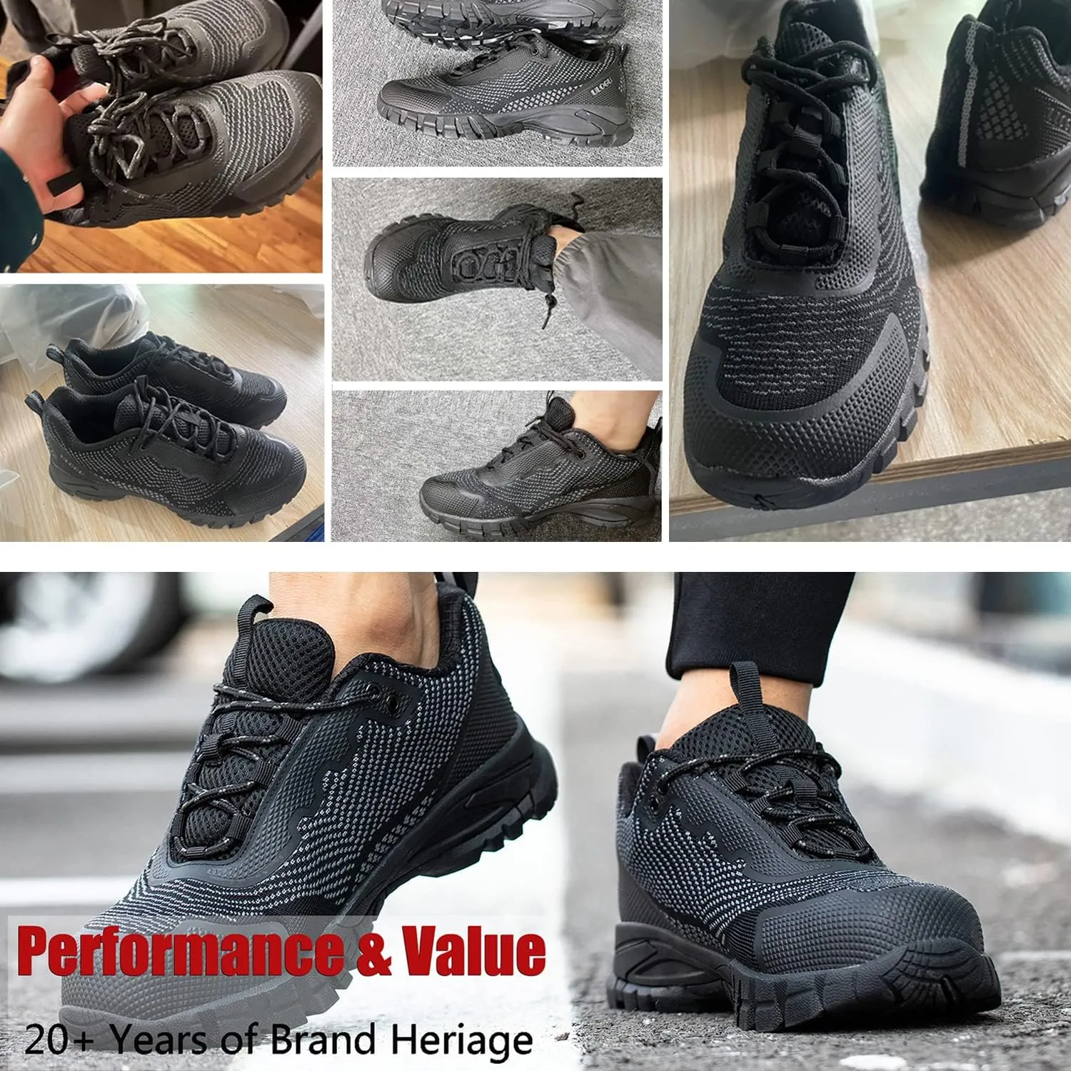 ulogu Waterproof Hiking Shoes for Men Women丨 Comfy Lightweight Non-Slip All Day Walking Work Sneakers 6-Month Warranty