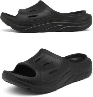 Unisex Adult Recovery Slides, Women and Men’s Plantar Fasciitis Thick Cushion Sandals with Arch Support, Orthotic Athletic Comfortable Lightweight Slippers for Indoor Outdoor