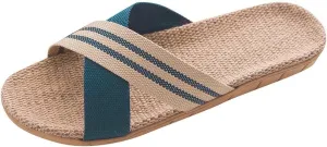 Unisex Linen Beach Slippers Lightweight Non Slip Indoor Sandals Open Toe Breathable Womens Espadrilles Flats