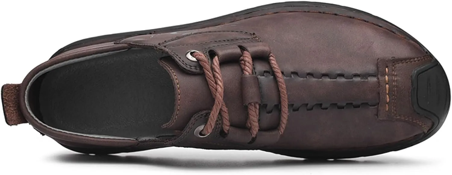 VOCECO Mens Casual Leather Loafers Lightweight Breathable Outdoor Walking Slip On Sneakers Walking Driving Shoes
