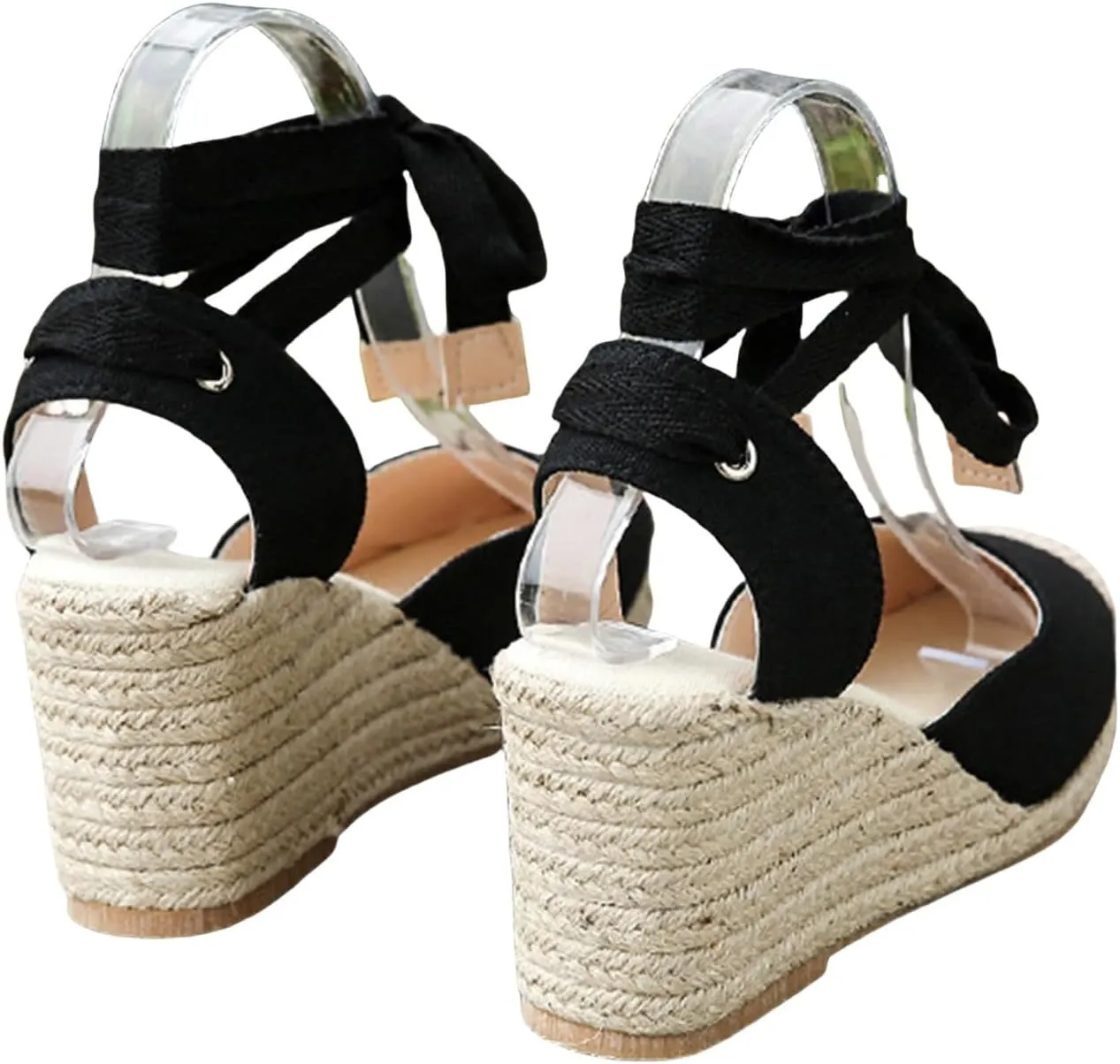 Wedge Espadrille Sandals for Women Ankle Buckle Strap Closed Toe Shoes Summer Wedges Heel Sandal Lace Up Comfortable Classic Dress Beach Vacation Trendy Shoes Casual Beach Sandal