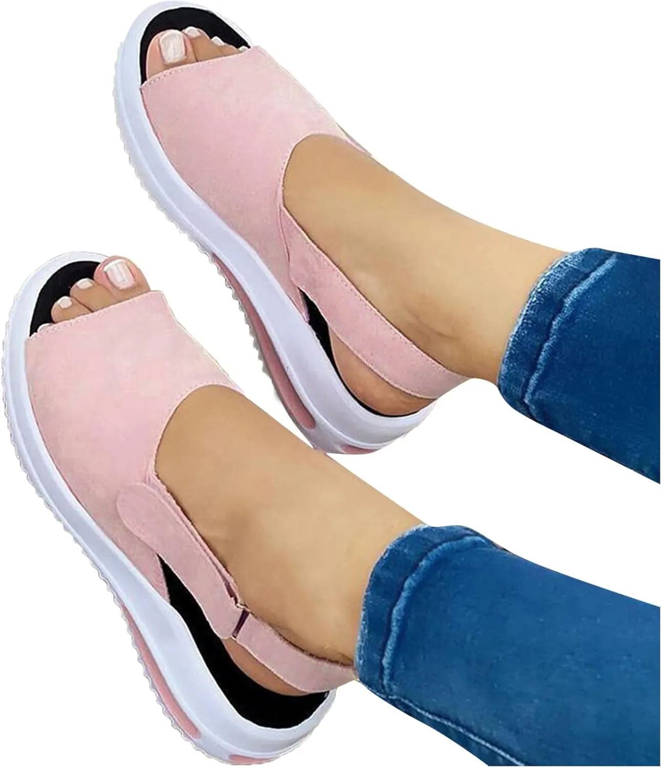 Wide Width Platform Wedge Sandals for Women Summer Heels Dressy Open Toe Buckle Ankle Strap Flip Flops Walking Strappy Slip on Shoes 2025 Beach Fashion