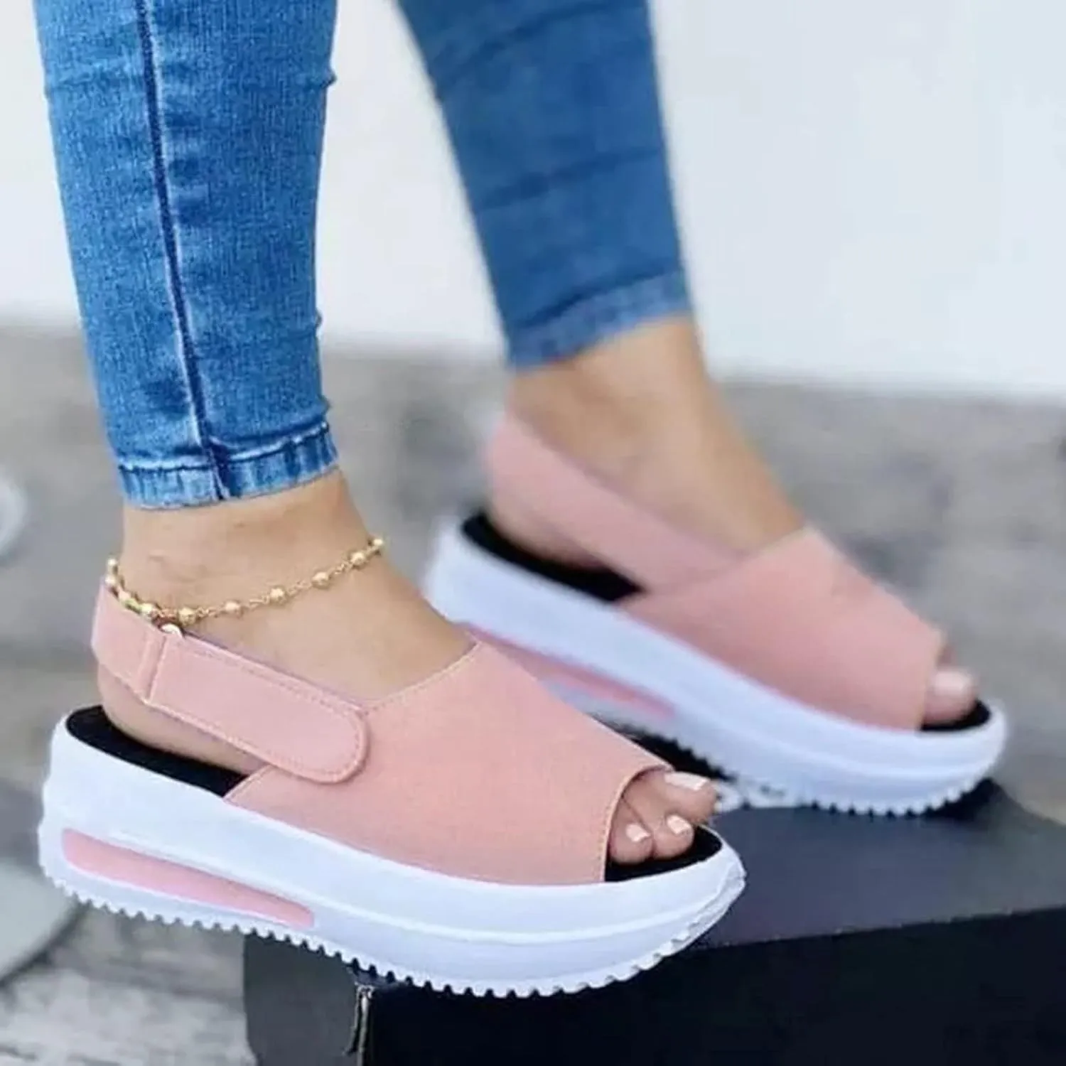 Wide Width Platform Wedge Sandals for Women Summer Heels Dressy Open Toe Buckle Ankle Strap Flip Flops Walking Strappy Slip on Shoes 2025 Beach Fashion