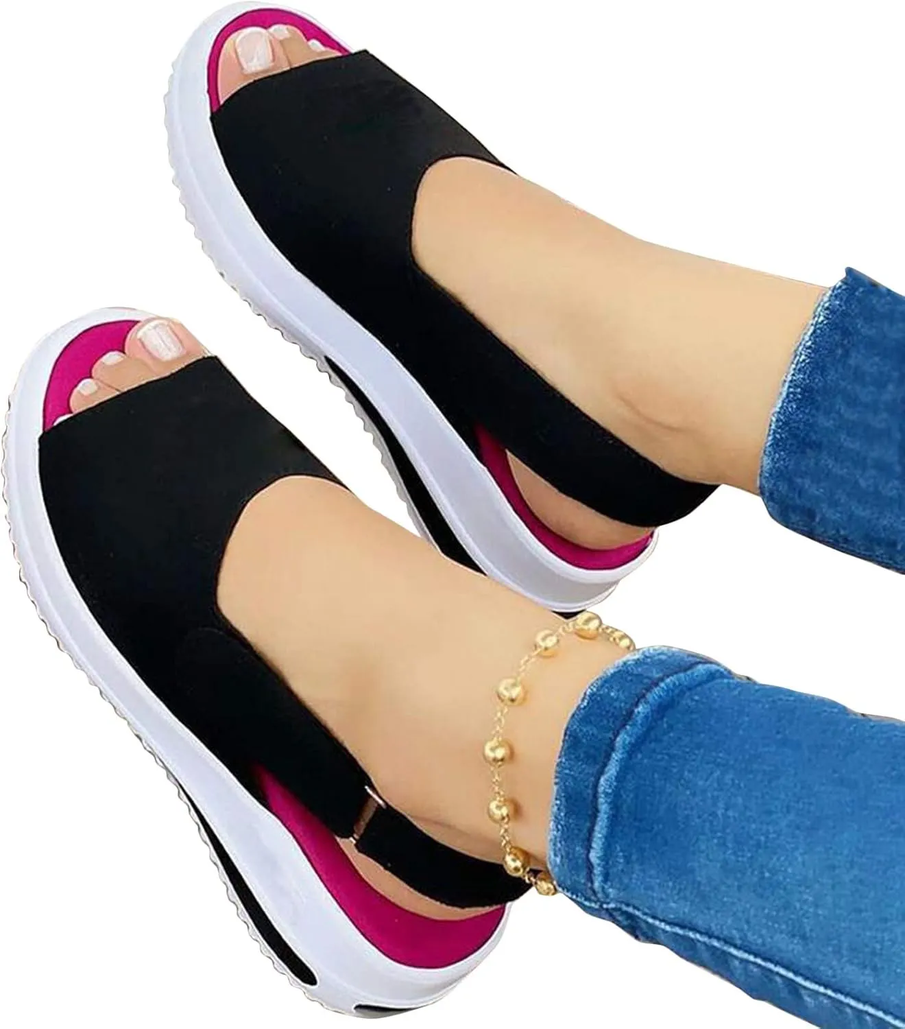 Wide Width Platform Wedge Sandals for Women Summer Heels Dressy Open Toe Buckle Ankle Strap Flip Flops Walking Strappy Slip on Shoes 2025 Beach Fashion