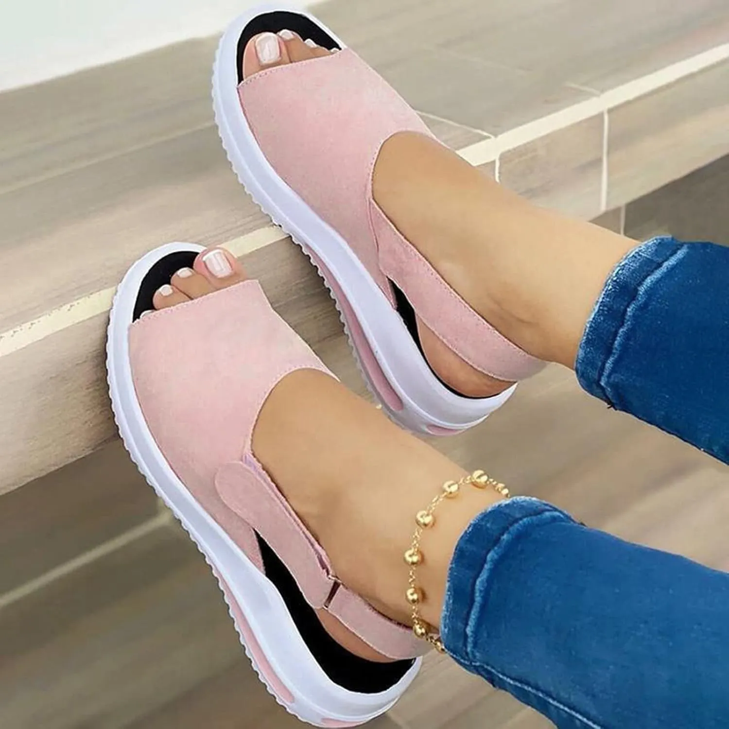 Wide Width Platform Wedge Sandals for Women Summer Heels Dressy Open Toe Buckle Ankle Strap Flip Flops Walking Strappy Slip on Shoes 2025 Beach Fashion
