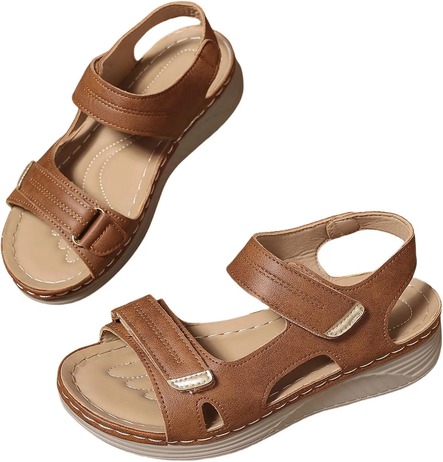 Women Comfortable Sandals Arch Support Walking Orthopedic Platform Open Toe Ankle Strap Sandals