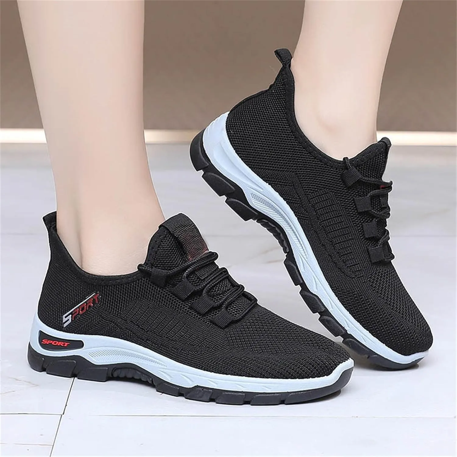 Women Men Slip On Walking Running Shoes Casual Breathable Walking Shoes Sport Athletic Sneakers Gym Tennis Slip On Comfortable Lightweight Shoe Non Slip Work Sport Athletic Trainer with Arch Support