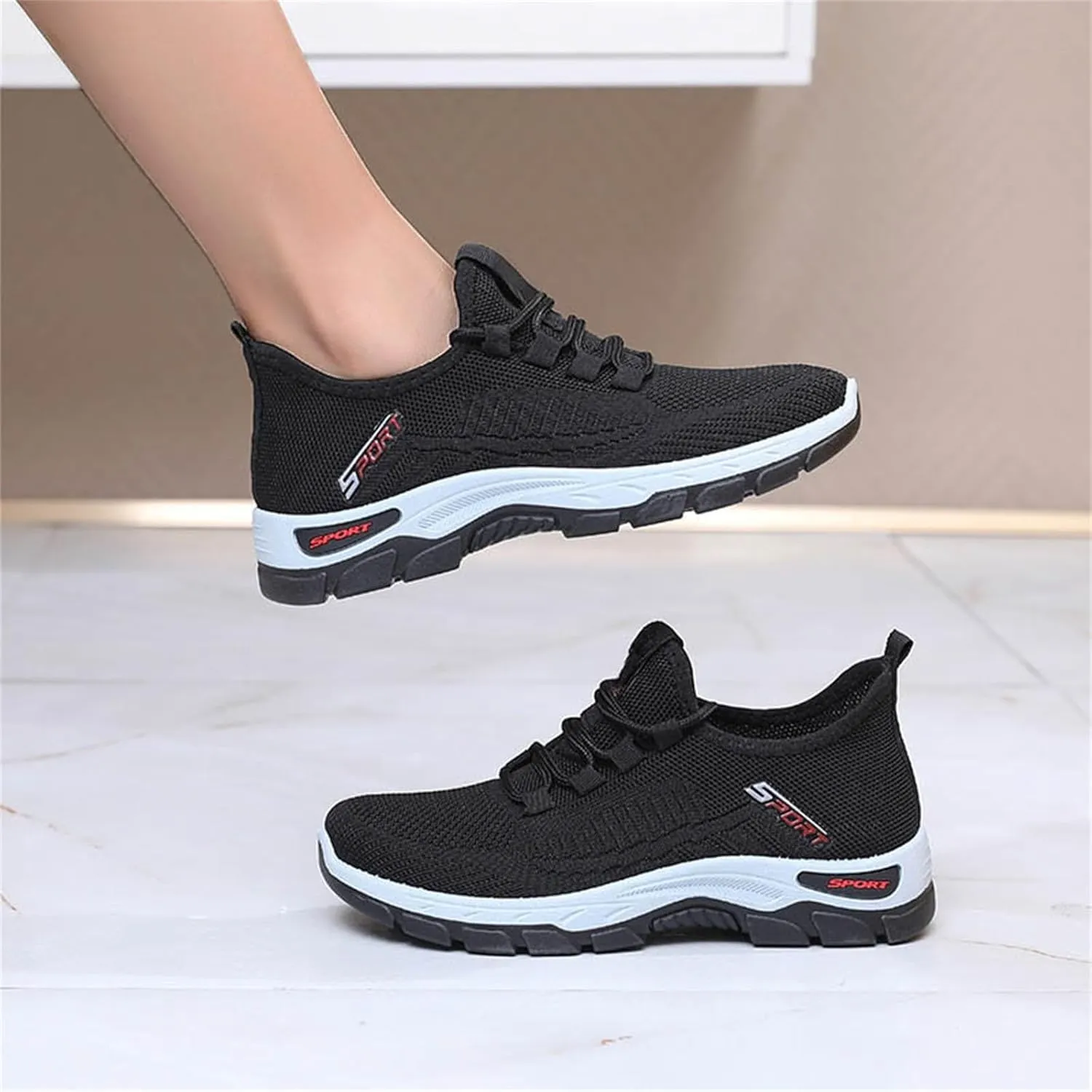 Women Men Slip On Walking Running Shoes Casual Breathable Walking Shoes Sport Athletic Sneakers Gym Tennis Slip On Comfortable Lightweight Shoe Non Slip Work Sport Athletic Trainer with Arch Support