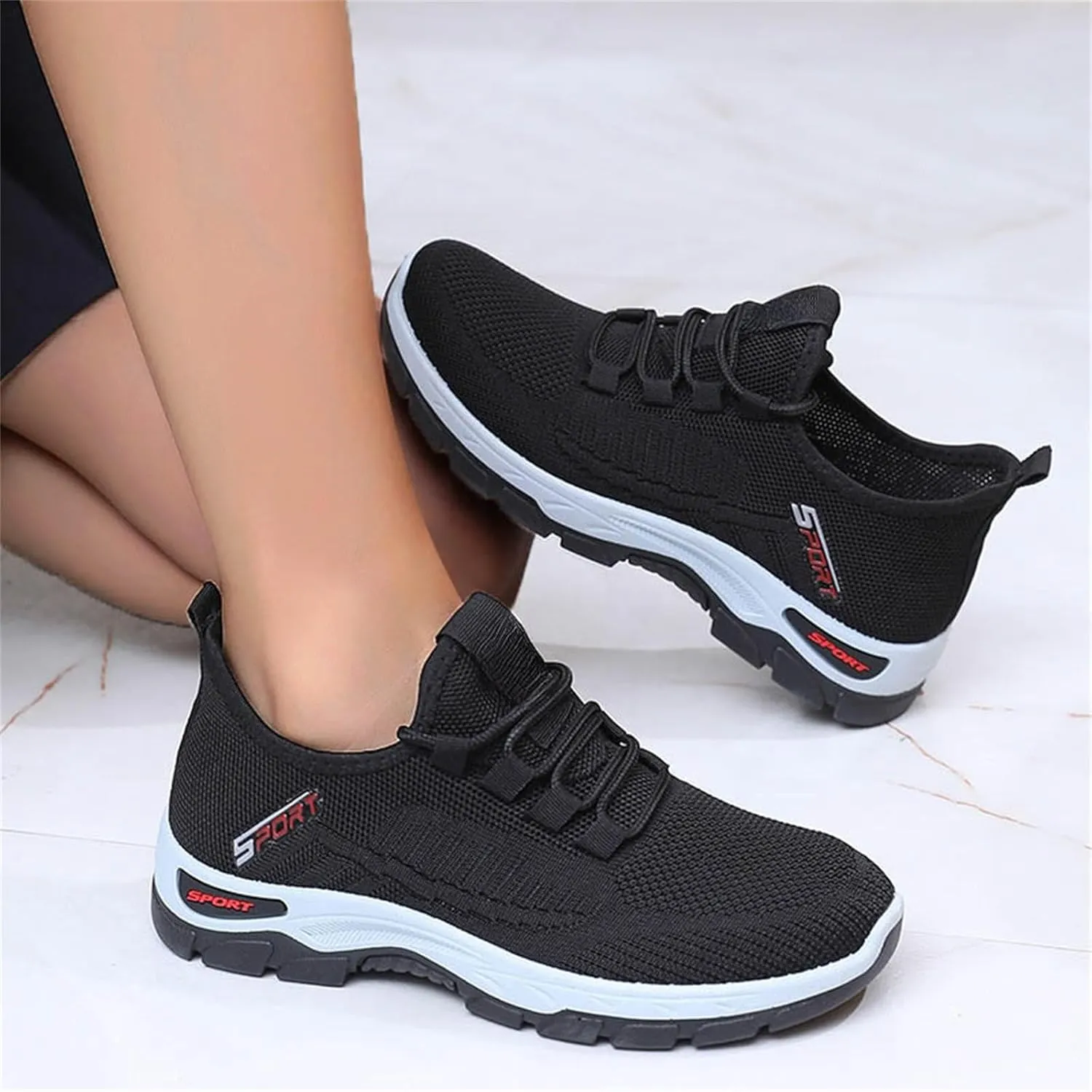Women Men Slip On Walking Running Shoes Casual Breathable Walking Shoes Sport Athletic Sneakers Gym Tennis Slip On Comfortable Lightweight Shoe Non Slip Work Sport Athletic Trainer with Arch Support