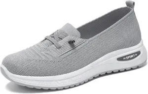 Women Orthopedic Walking Shoes Breathable Mesh Knitted Woven Low Top Walking Shoes Lightweight Wide Width Soft Sole Arch Support Non-Slip Shoe Slip On Comfortable Sneakers