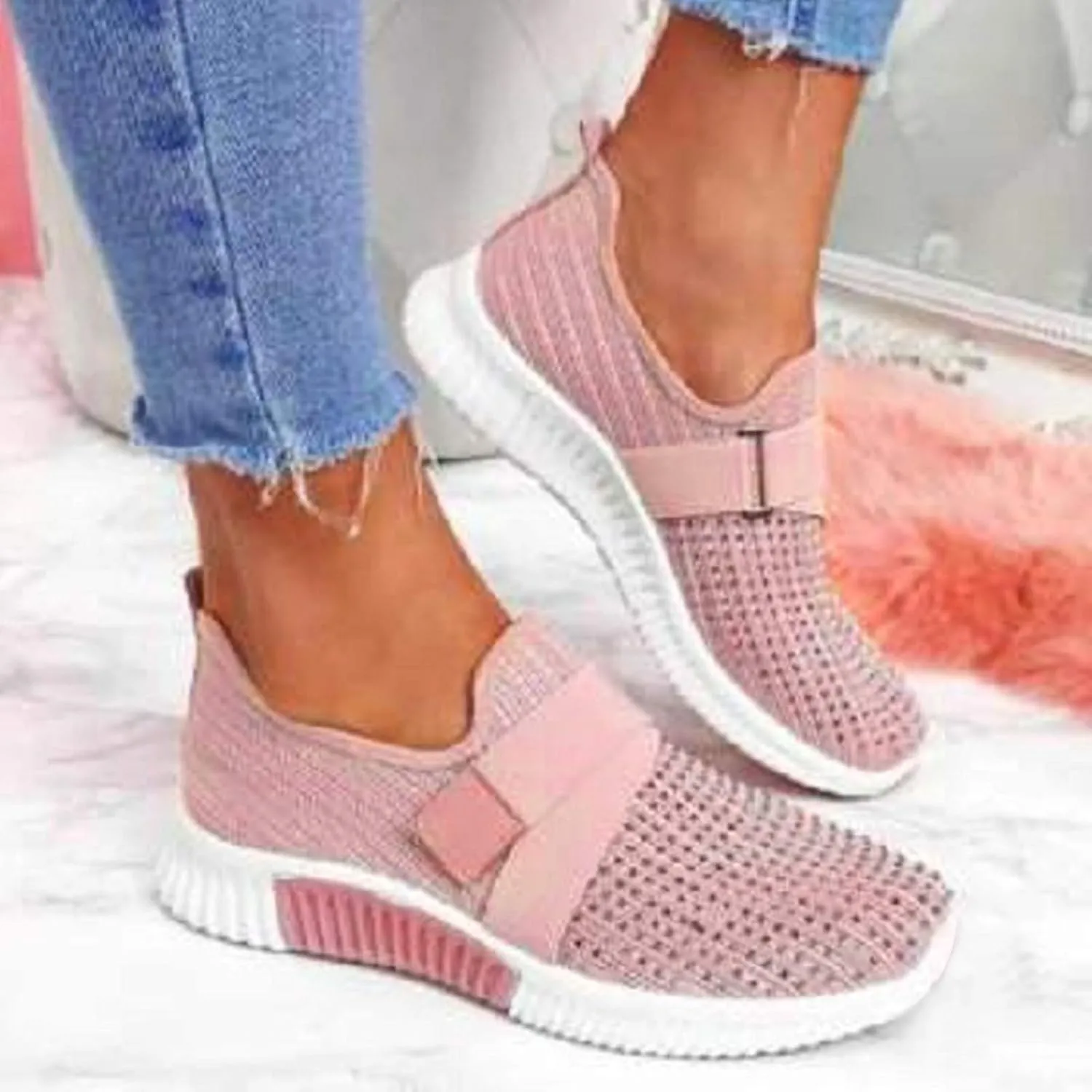 Women Tennis Shoes Soft Women’s Tennis Shoes Slip on Sneakers Women Breathable Mesh Walking Womens Sneakers