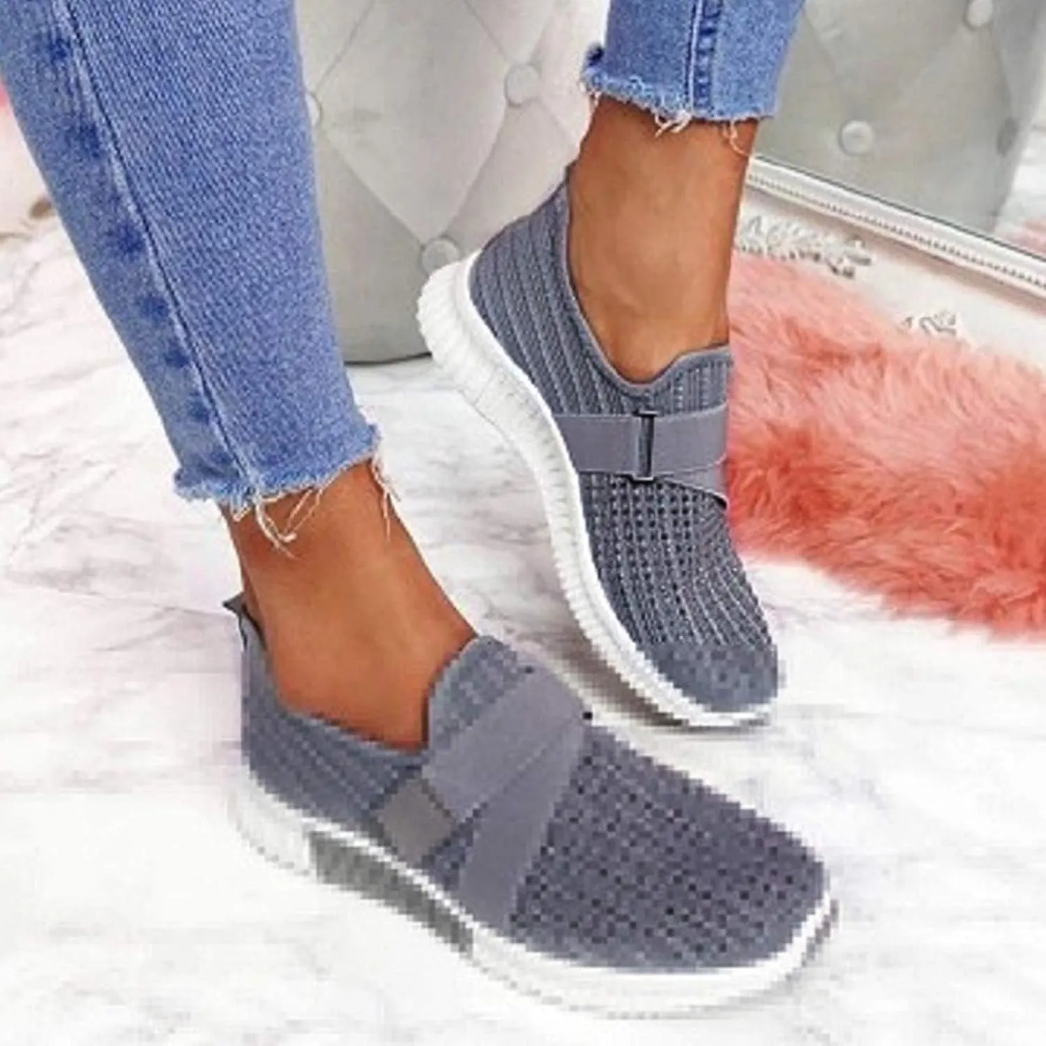 Women Tennis Shoes Soft Women’s Tennis Shoes Slip on Sneakers Women Breathable Mesh Walking Womens Sneakers