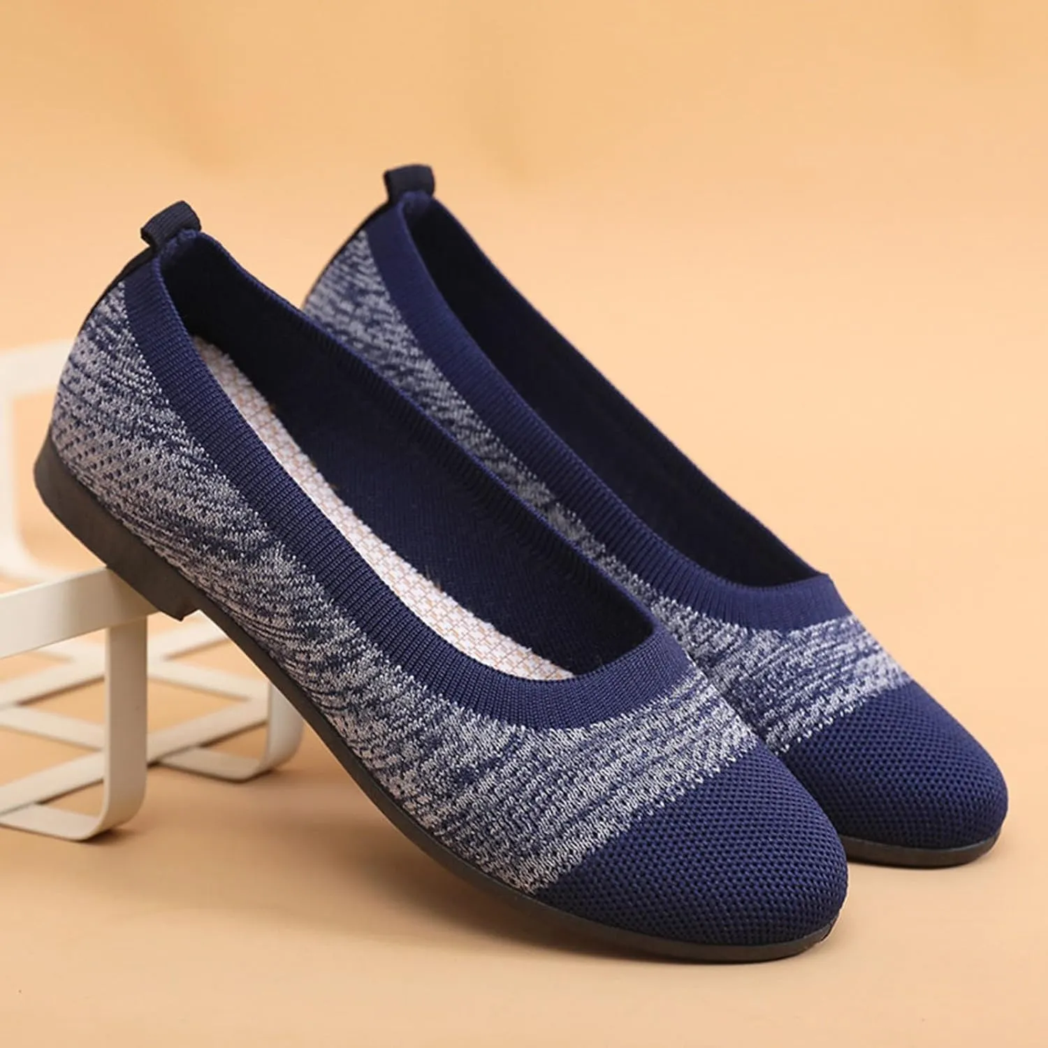 Women Walking Shoes Lightweight Slip On Mesh Flat Shoes Woven Orthopedic Soft Arch Support Breathable Sneakers