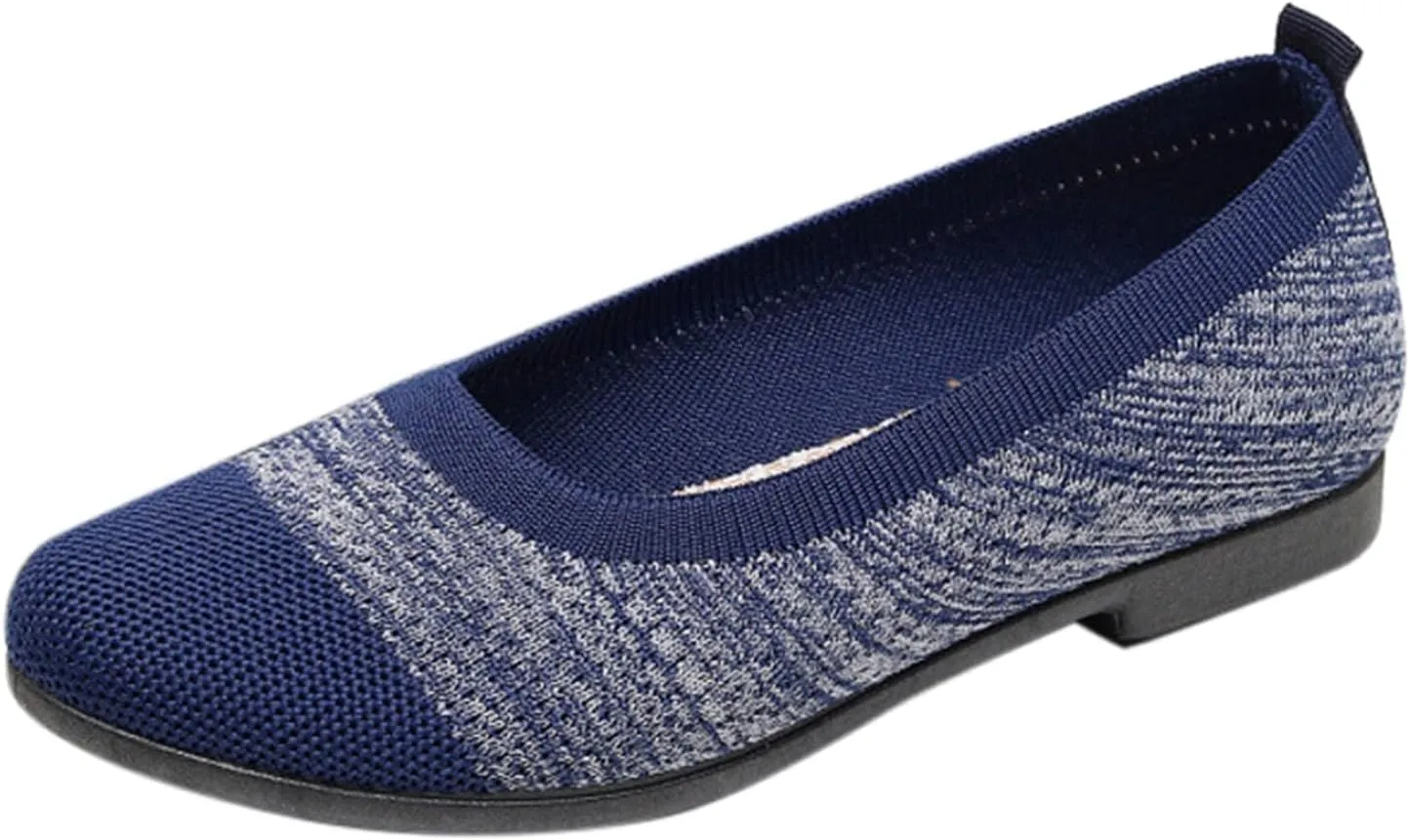 Women Walking Shoes Lightweight Slip On Mesh Flat Shoes Woven Orthopedic Soft Arch Support Breathable Sneakers