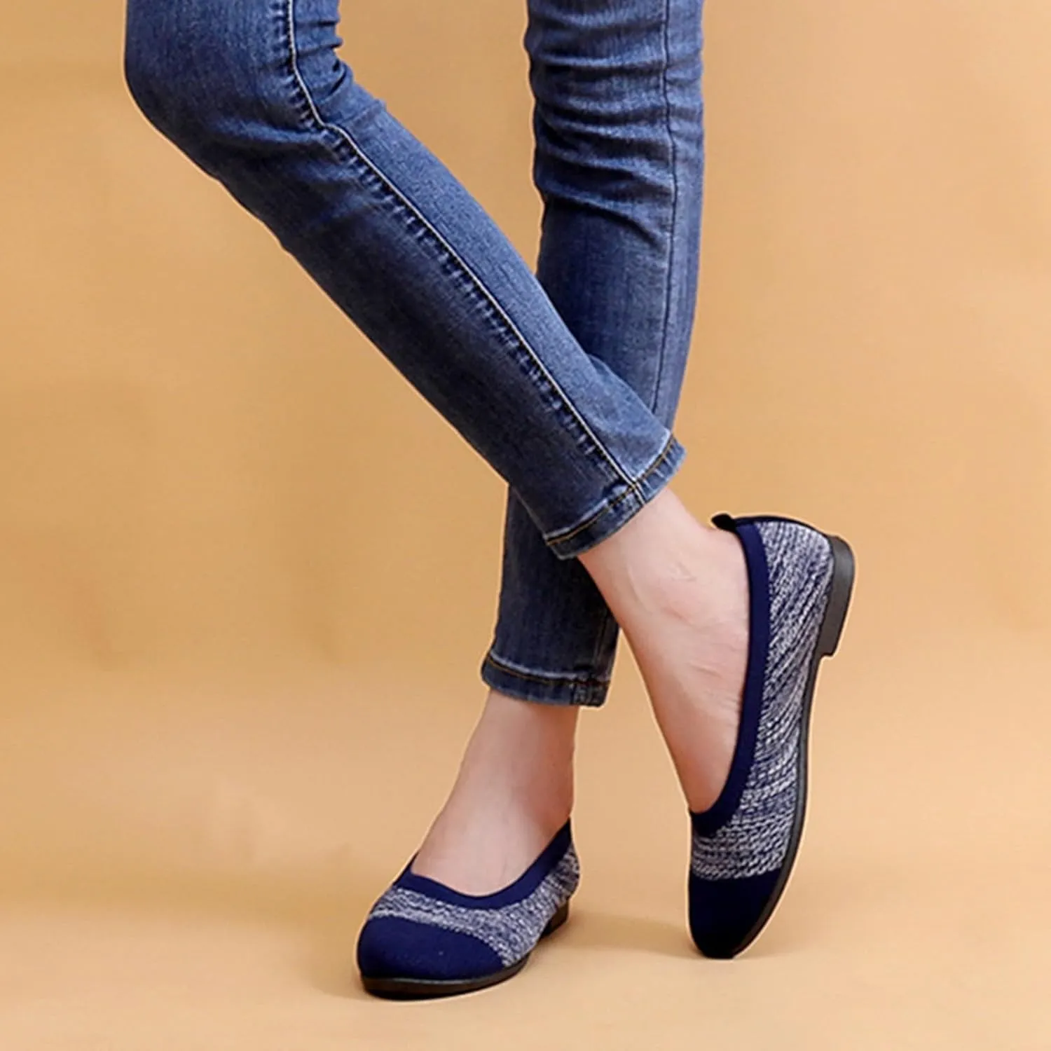 Women Walking Shoes Lightweight Slip On Mesh Flat Shoes Woven Orthopedic Soft Arch Support Breathable Sneakers