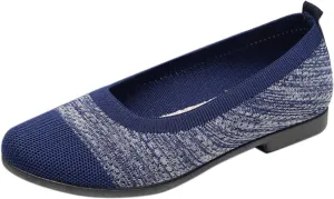 Women Walking Shoes Lightweight Slip On Mesh Flat Shoes Woven Orthopedic Soft Arch Support Breathable Sneakers