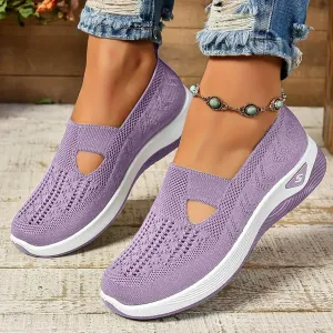 Women Woven Comfy Orthopedic Walking Shoes, 2025 New Women's Breathable Slip On Arch Support Non-Slip Sneakers