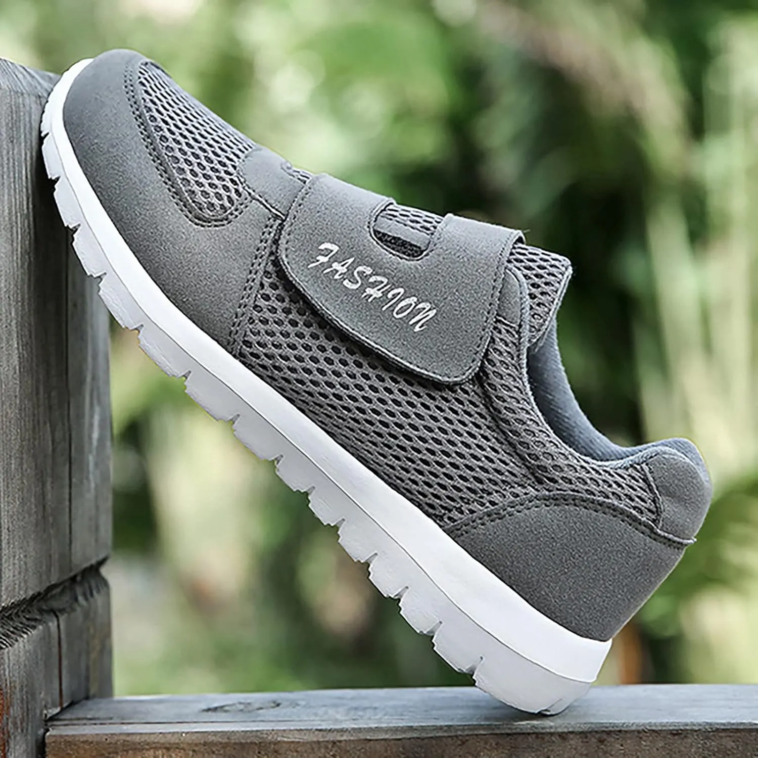 Women's 2024 New Hook Loop Solid Color Fly Woven Mesh Breathable Running Shoes Sneaker Sandals for Women